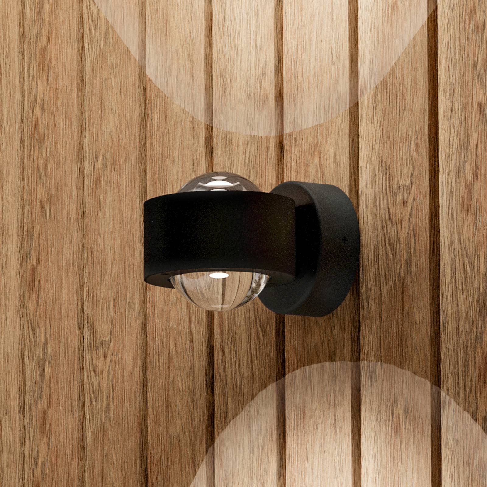 EGLO Treviolo LED outdoor wall lamp, black, projection 12 cm, 2-bulb.