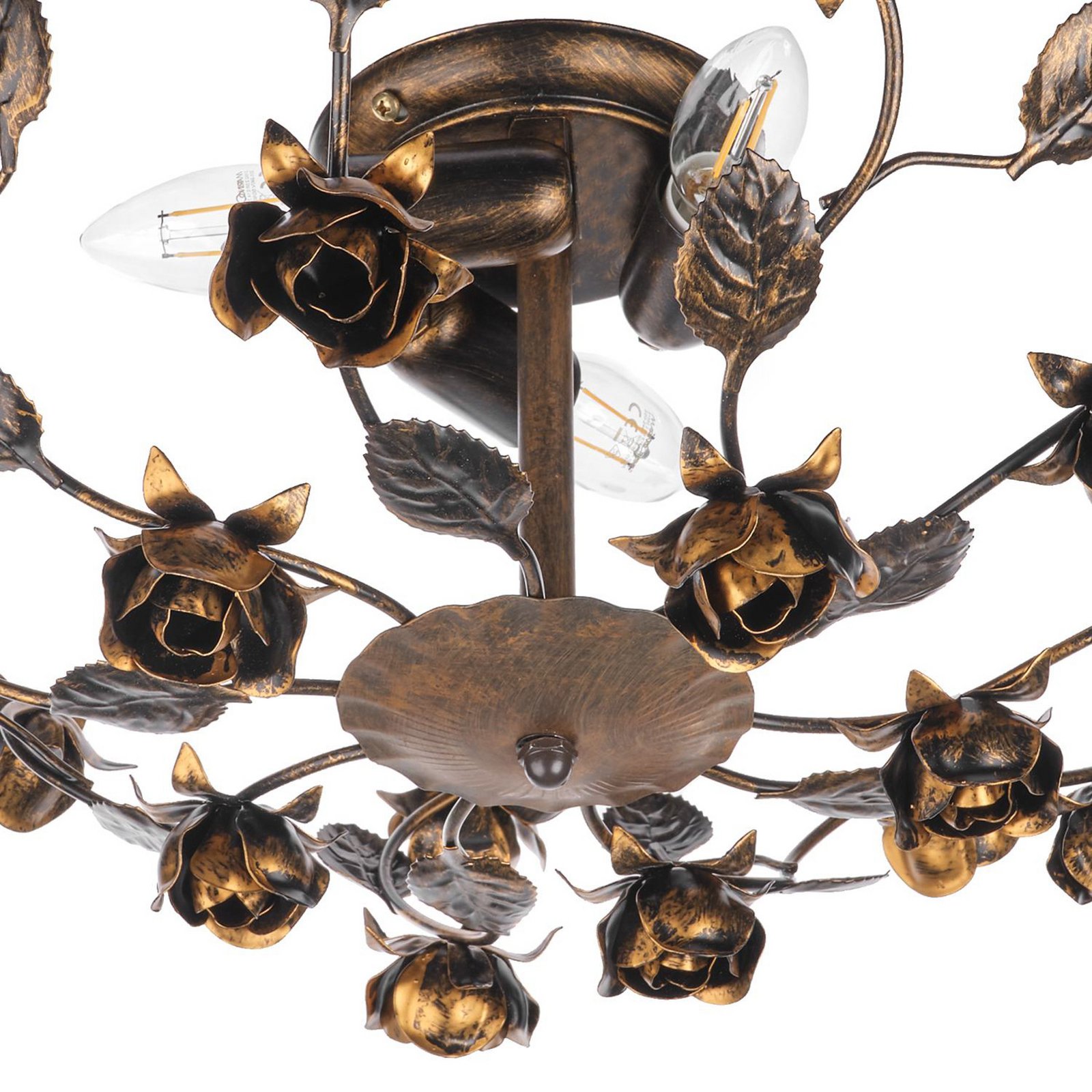 Lampa sufitowa Carolina, brązowa, 3-punktowa, żelazo