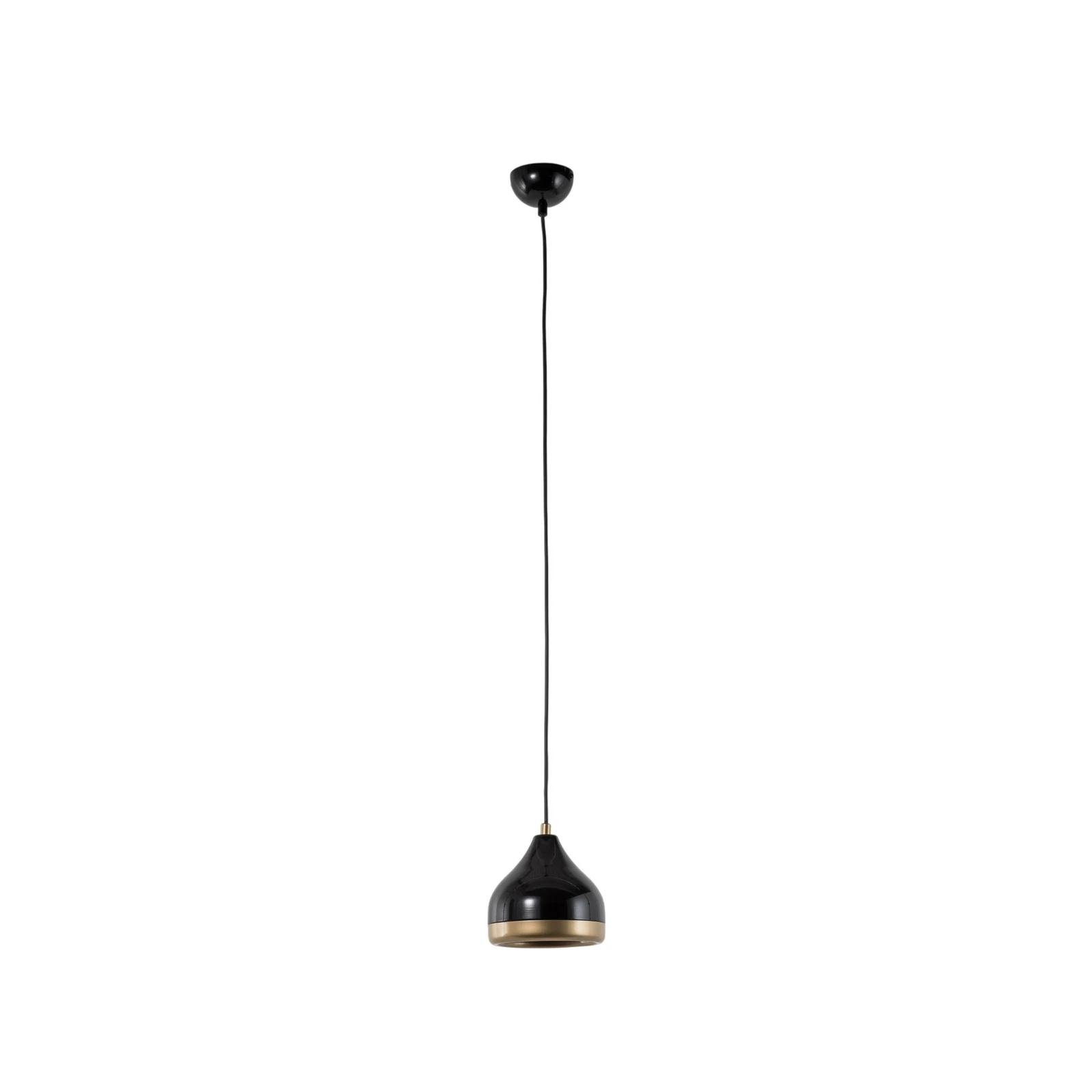 Lámpara colgante Yildo, 1 luz, negro/dorado, metal, Ø 17 cm