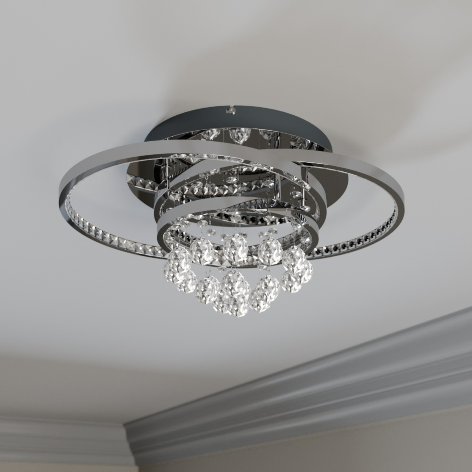 Lucande Keely LED plafondlamp kristal, 44,5 cm