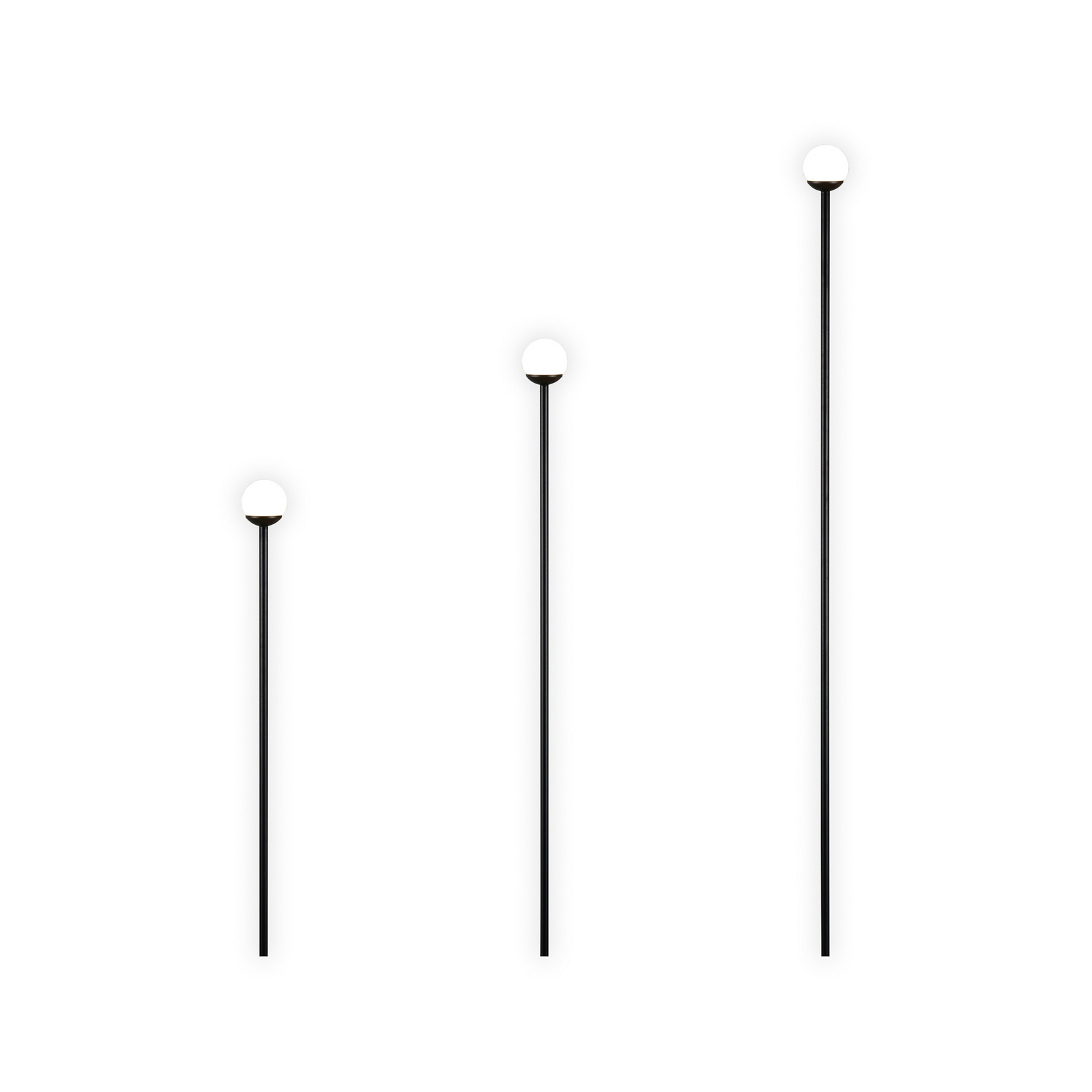 Lámpara LED con pica para suelo SCOOP, negra, 3 luces, IP44, enchufe Lámpara LED con pica para suelo SCOOP, negra, 3 luces, IP44, enchufe