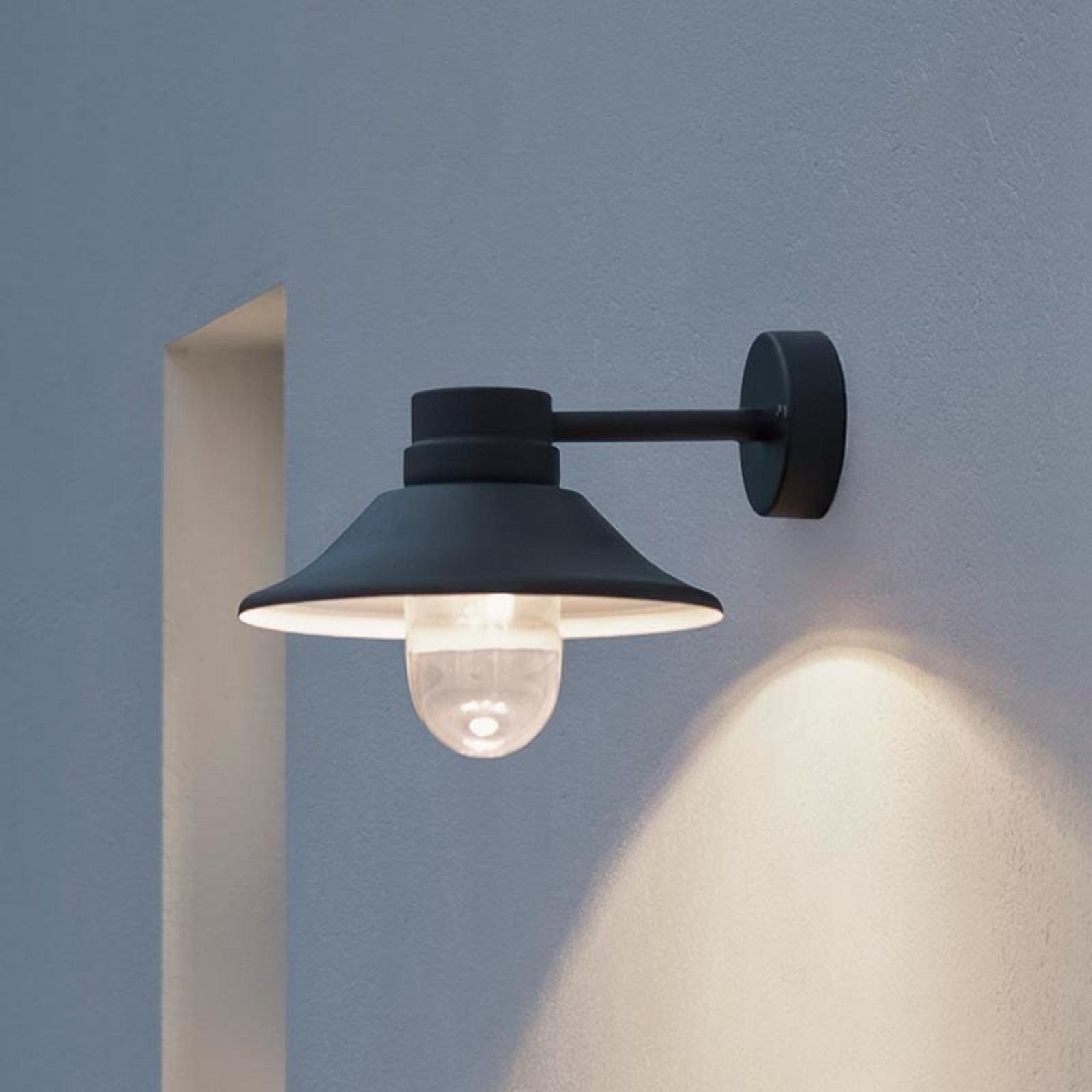 Konstmide Vega LED outdoor wall light, black, steel, glass, 5 W, energy efficiency: A+, H: 26.5 cm