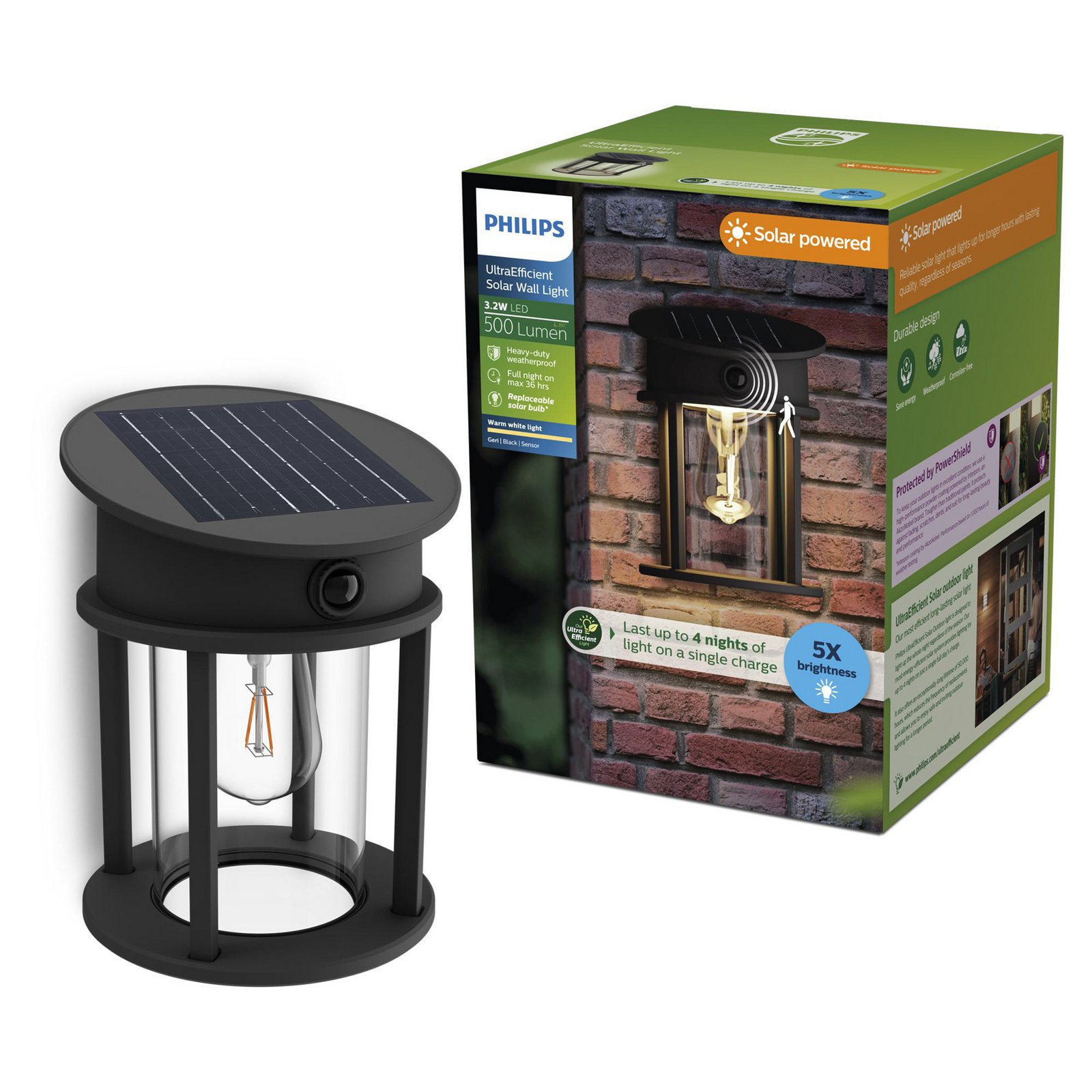 Philips LED-ulkoseinälamppu Geri UE Sensor, pyöreä, IP44