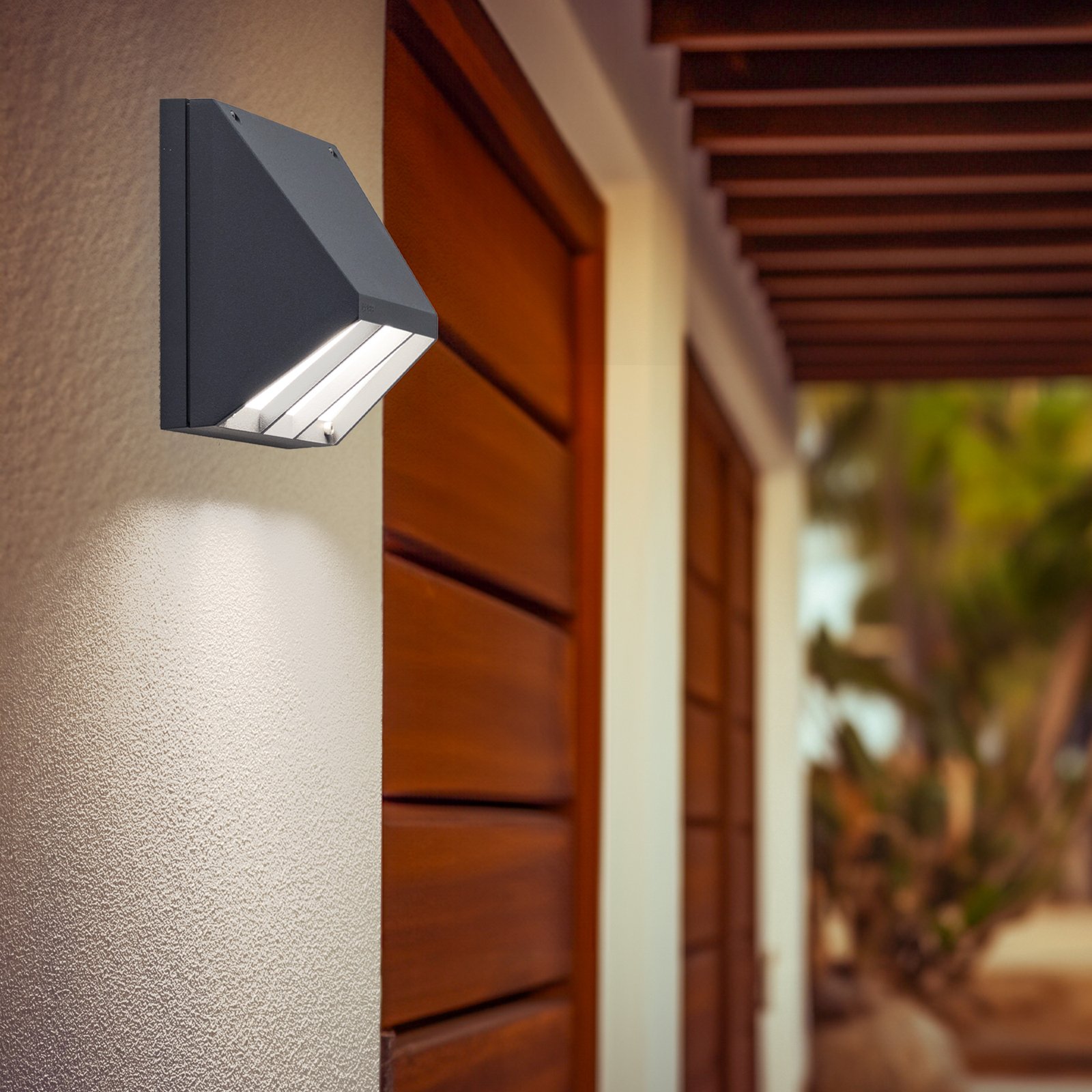 BEGA LED outdoor wall light 22256 K3, DALI, graphite, cast aluminium