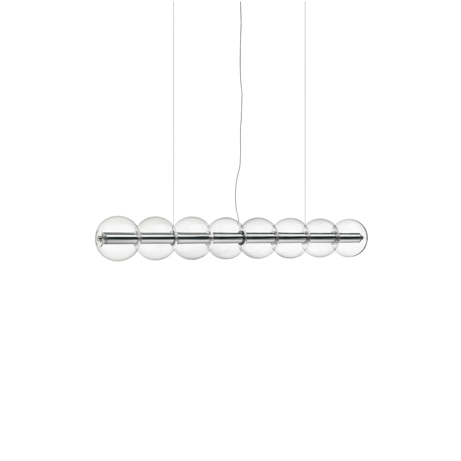FLOS Lampă suspendată LED LUCE SFERICA S1 166 cm sticlă - Camera de zi / sufragerie - Design - transparent aluminiu lustruit