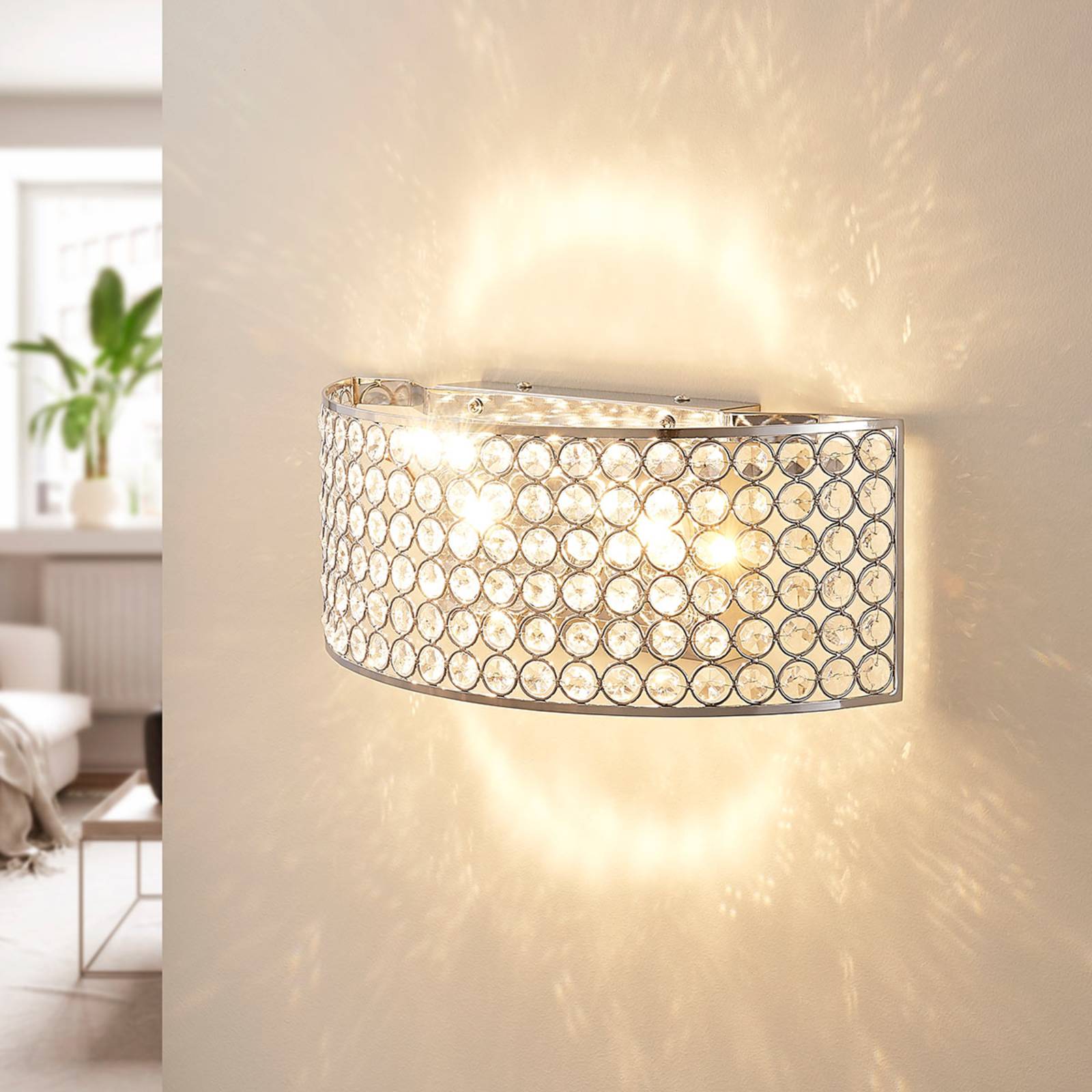 Photos - Chandelier / Lamp Lucande LED glass crystal wall light Alizee in chrome 