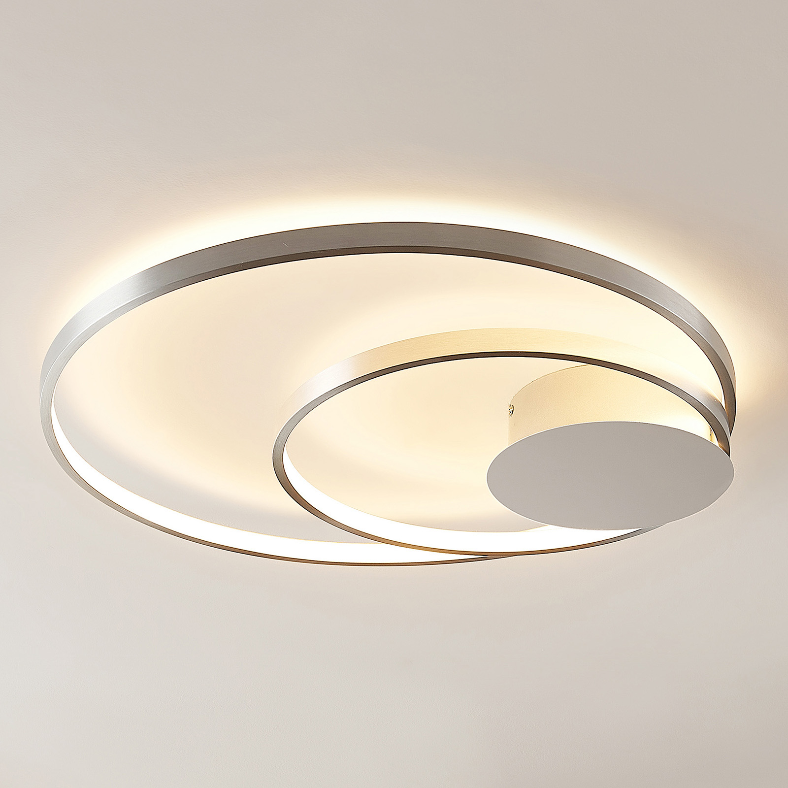 Lindby Nerwin lampa sufitowa LED okrągła alu/chrom