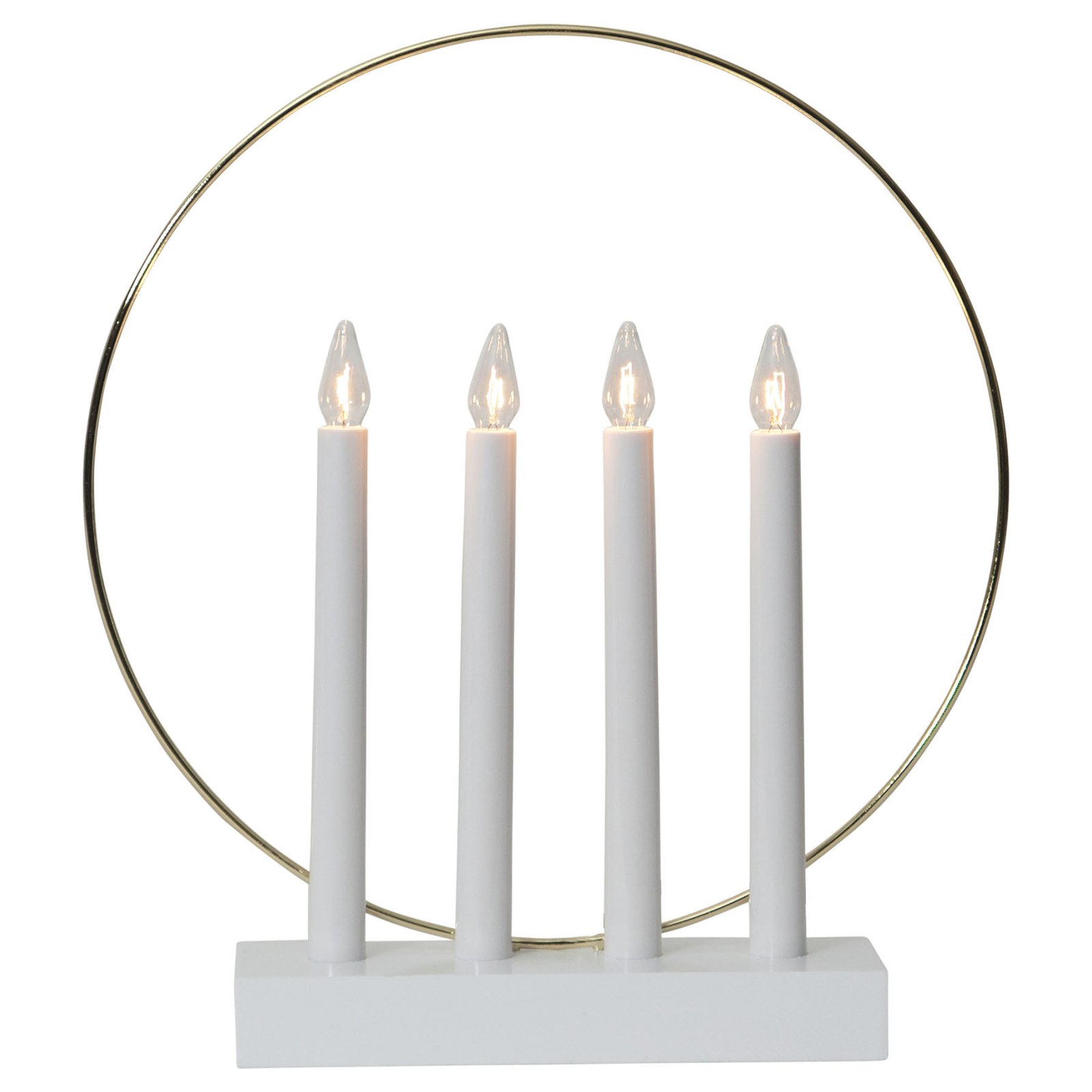 Glossy window candleholder, ring, 4-bulb, white