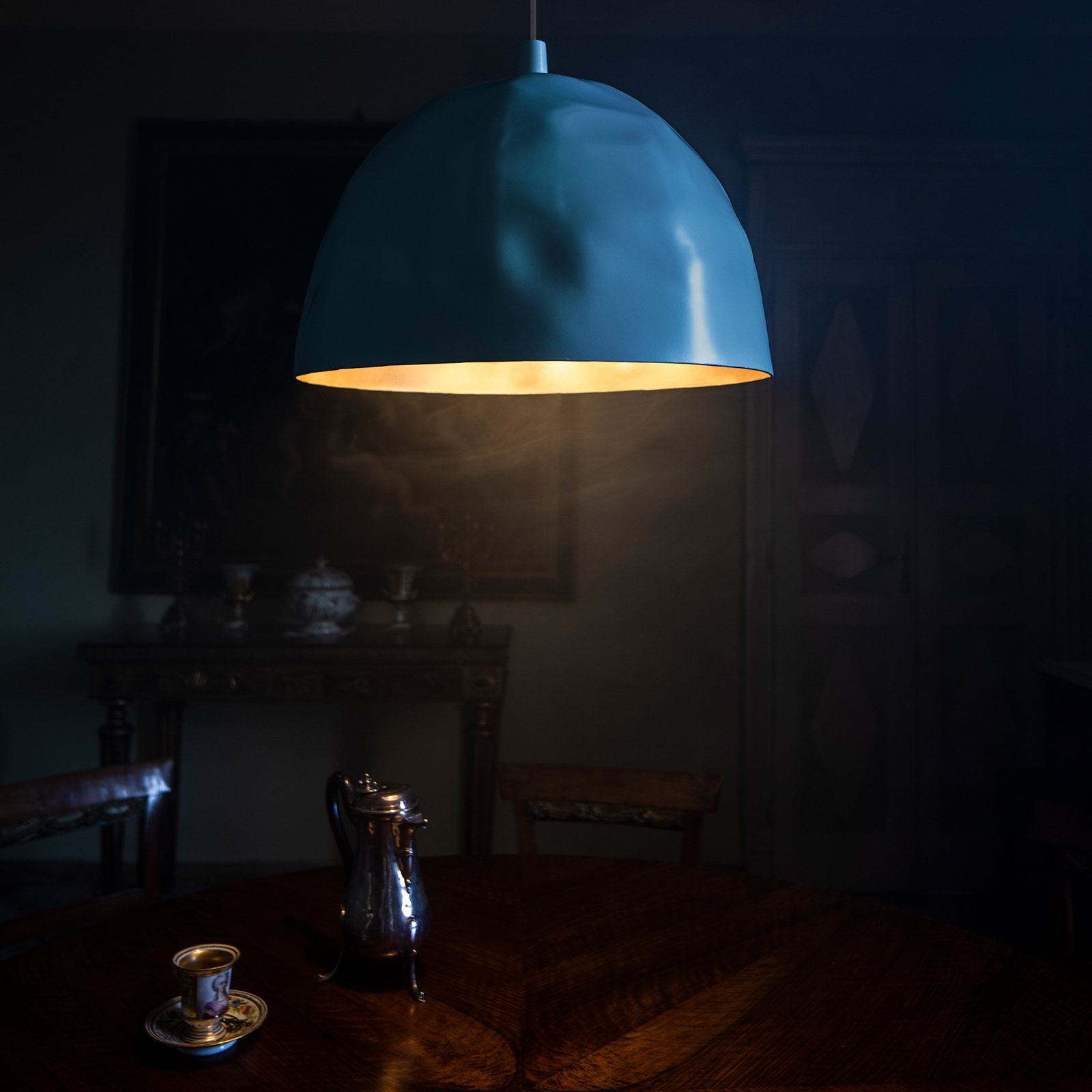 FOSCARINI Foscarini Bump pendant light, teal, for Living / Dining Room, moulded and painted plastic, E27, 25 W, energy efficiency: A+, H: 38 cm