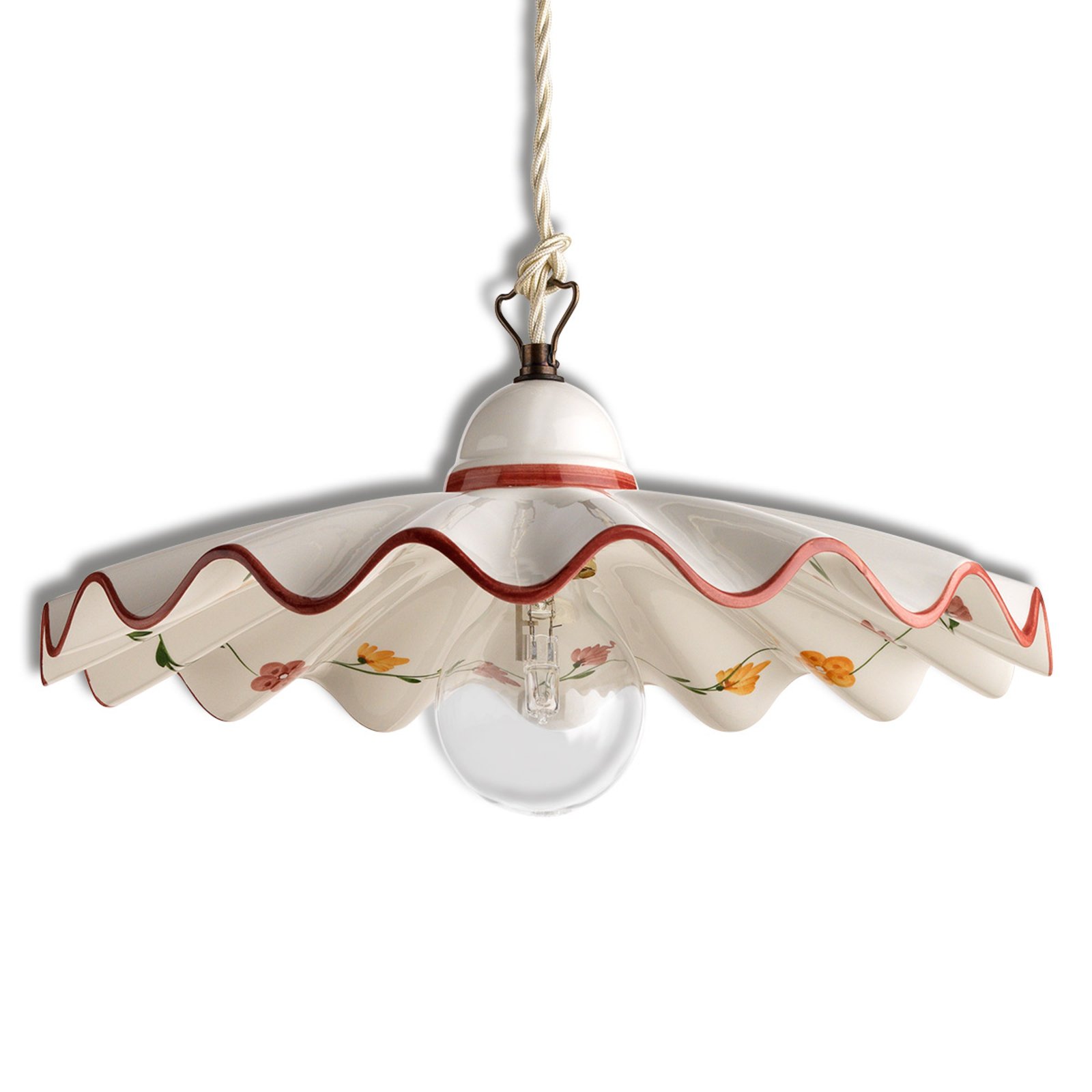 Eurokeramic Ceramic hanging light Ametista, for Living / Dining Room, ceramics, iron, E27, 60 W, energy efficiency: A++