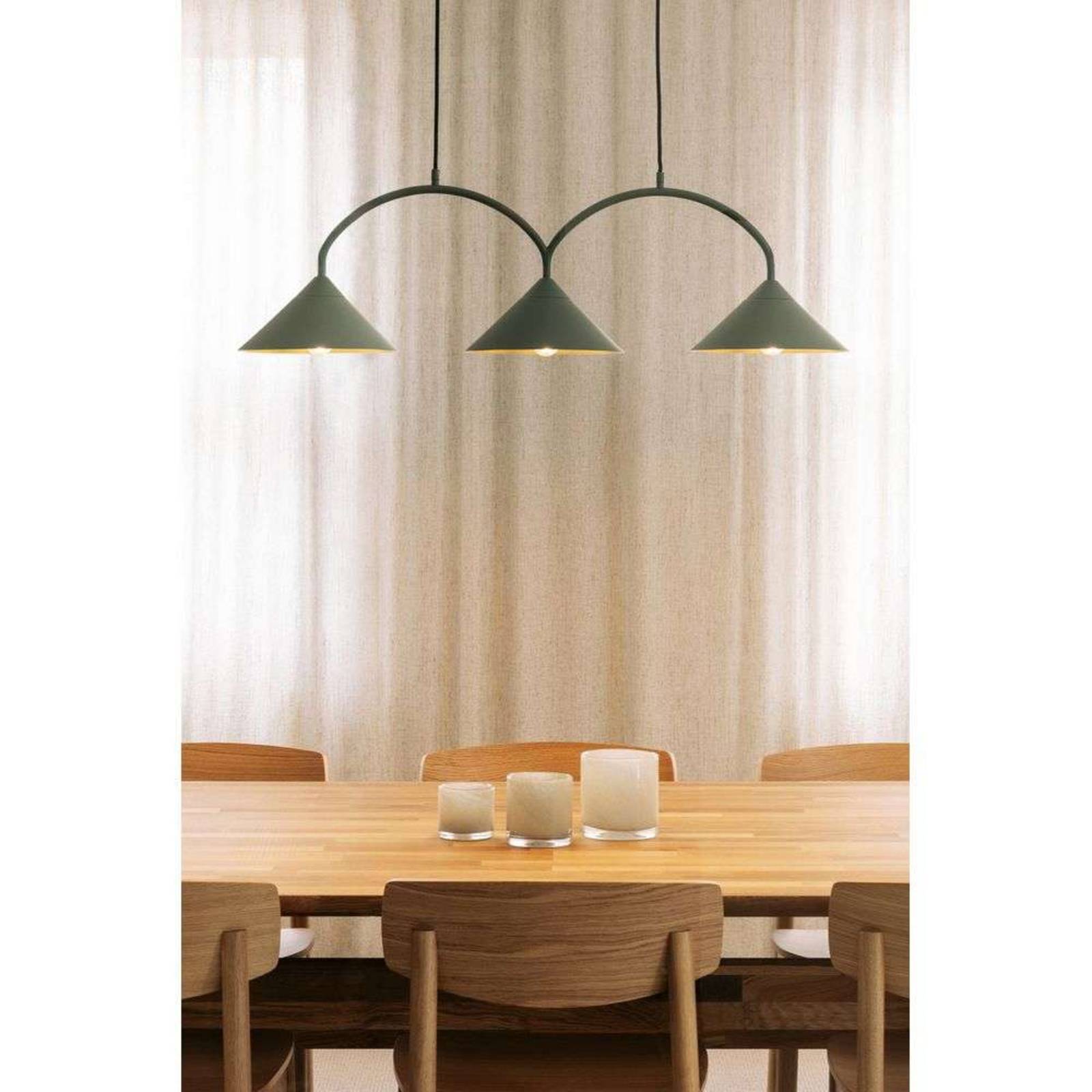 Globen Lighting Hängelampe CURVE 3, grün, 3-flg., 95 cm günstig online kaufen