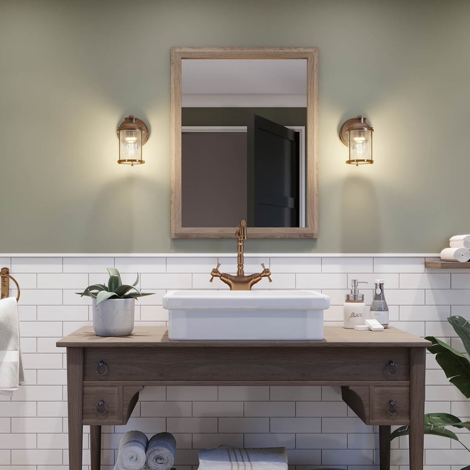 Applique pour salle de bain Ashland Bay à 1 lampe, laiton, IP44 - Elstead