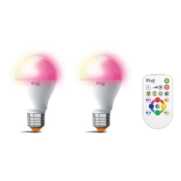 iDual One E27 A60 9,5 W 2 stk RGBW, fjernbetjening