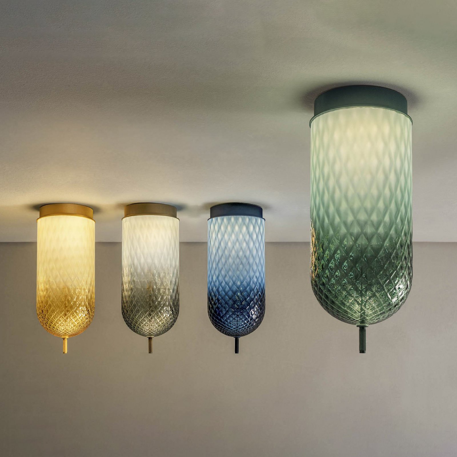 OLEV LED-Deckenlampe Curuba, amber, Glas, Höhe 40 cm 2.700 K