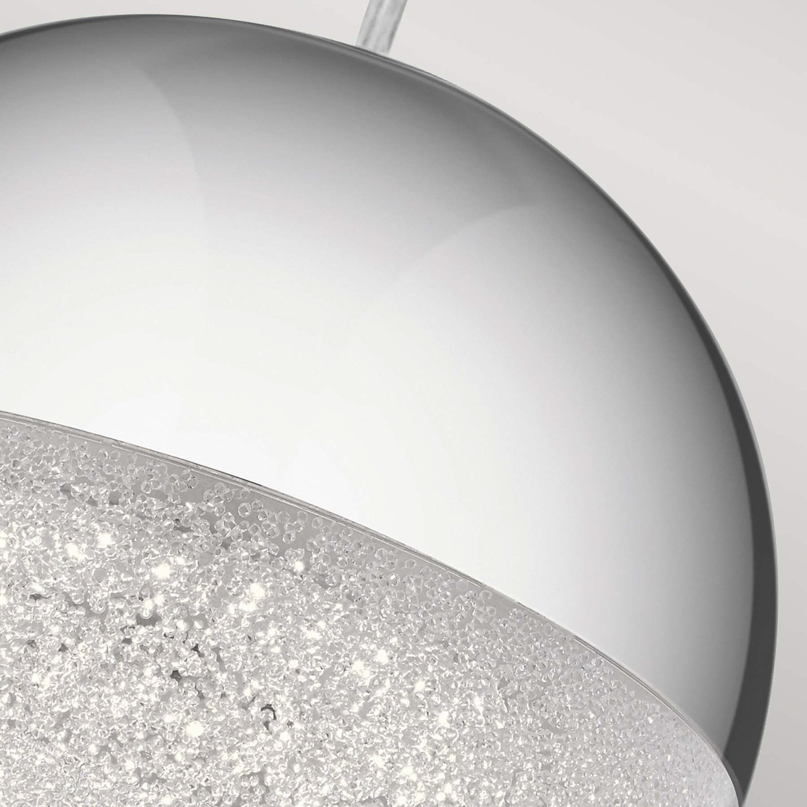 Moonlit LED pendant light, chrome-coloured, aluminium, Ø 20 cm, sphere