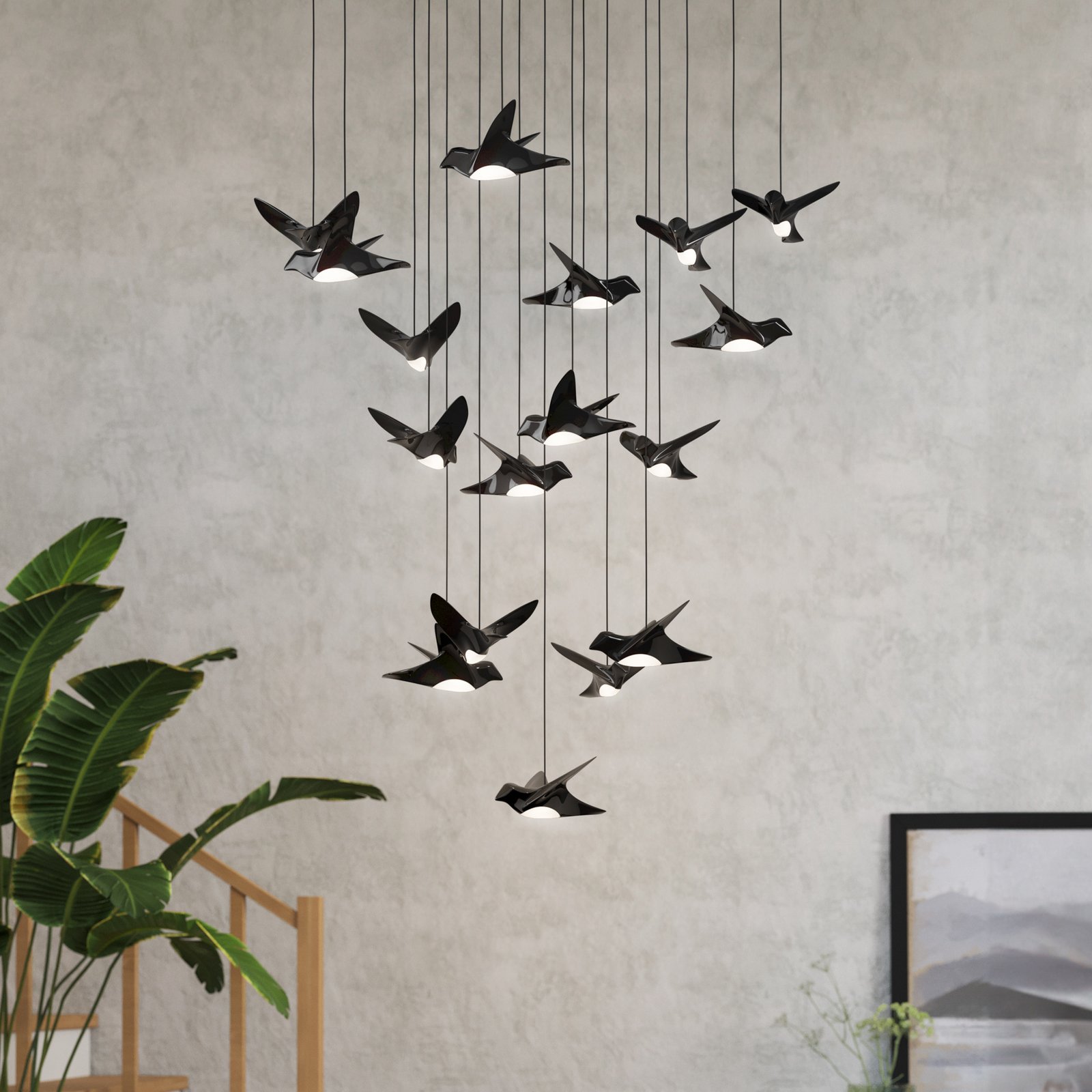 EGLO Stars Of Light LED pendant lamp Paratebueno black round 17fl