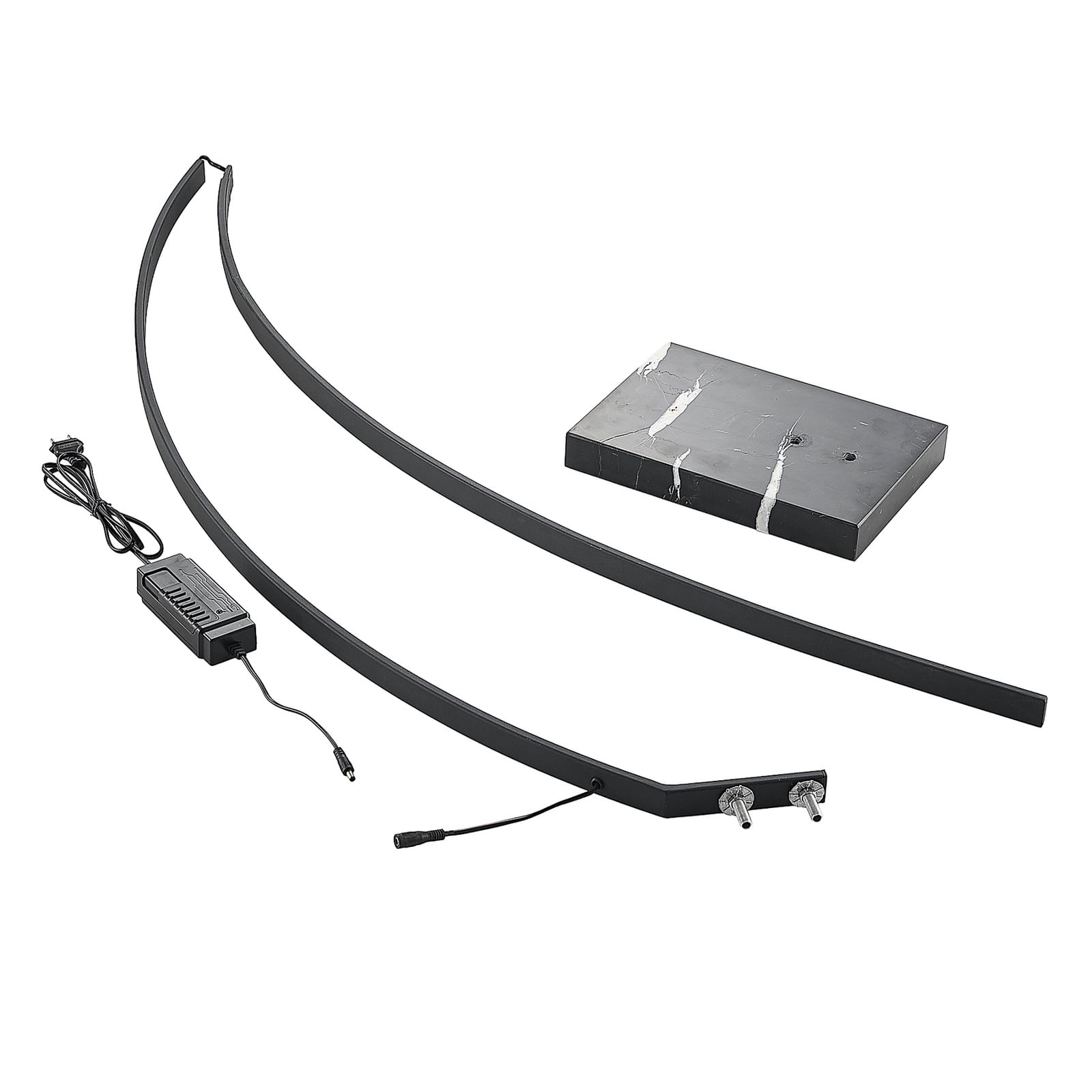 Lindby LED-buelampe Kendra, svart, aluminium, høyde 180 cm Lindby LED-buelampe Kendra, svart, aluminium, høyde 180 cm