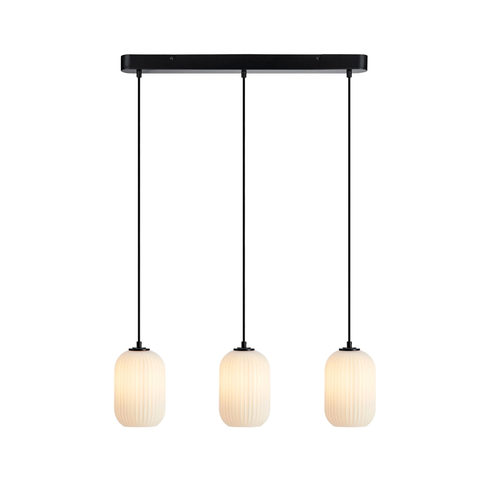 Cava hanging light, glass lampshades, 3-bulb