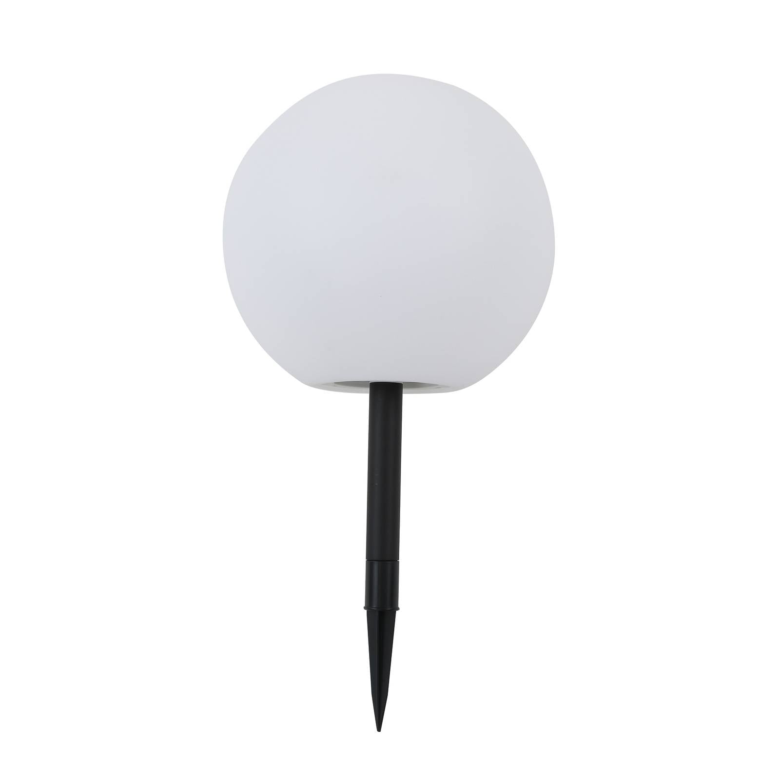 Lindby LED-Solarlampe Lago, Ø 30 cm, Kugel, Erdspieß, weiß