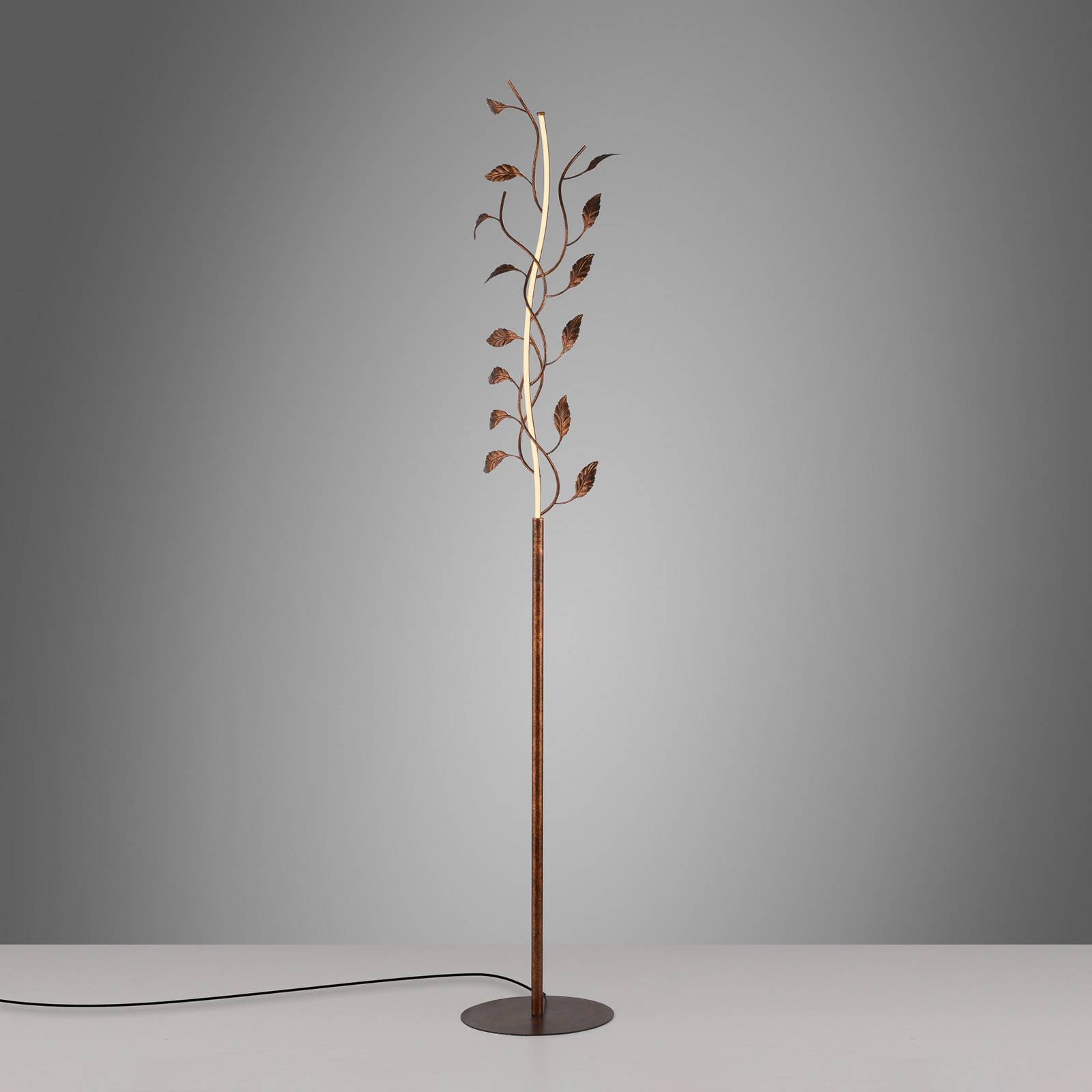 Lampa stojąca LED Aurelia, kolor rdzawobrązowy, metal, 2 700 K, ściemniacz