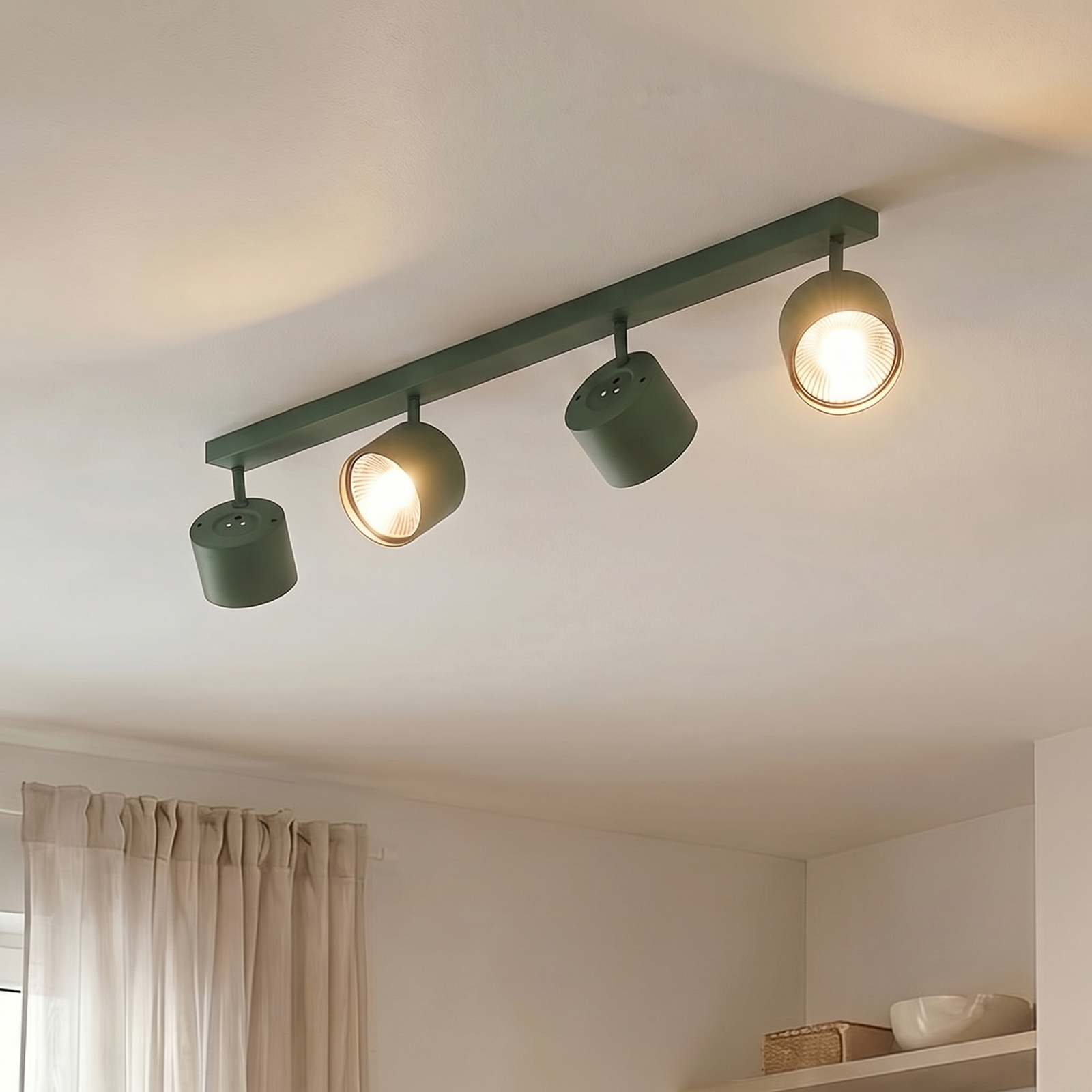 Spot de tavan Chloe, verde, cu 4 becuri, reglabil