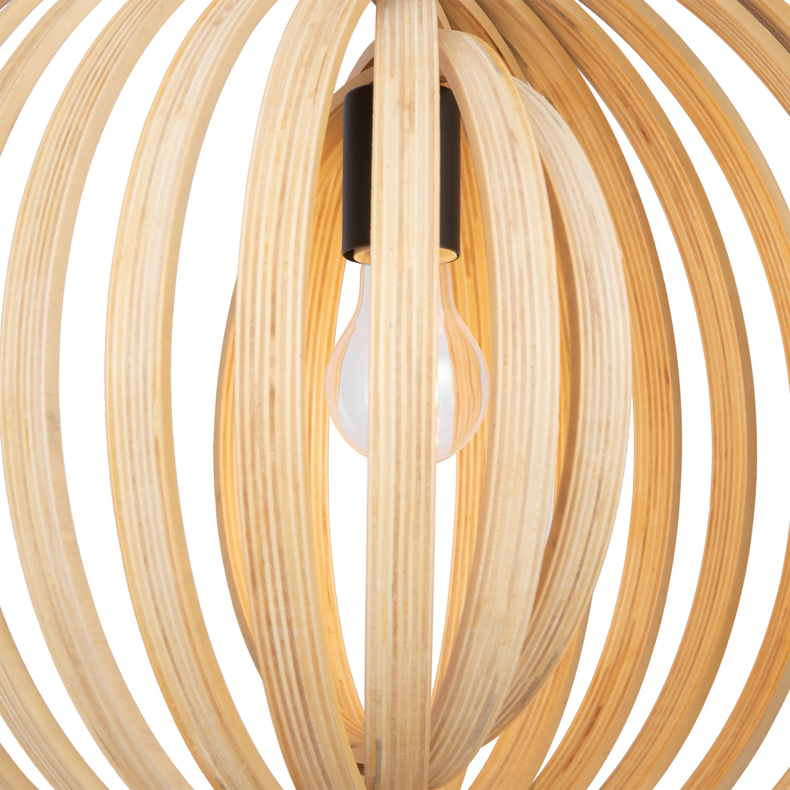 Maytoni Roots pendant light, spherical shape, Ø 50 cm, wood/black