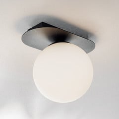 Lampa sufitowa Plaza, czarna/opalowa, 1-punktowa