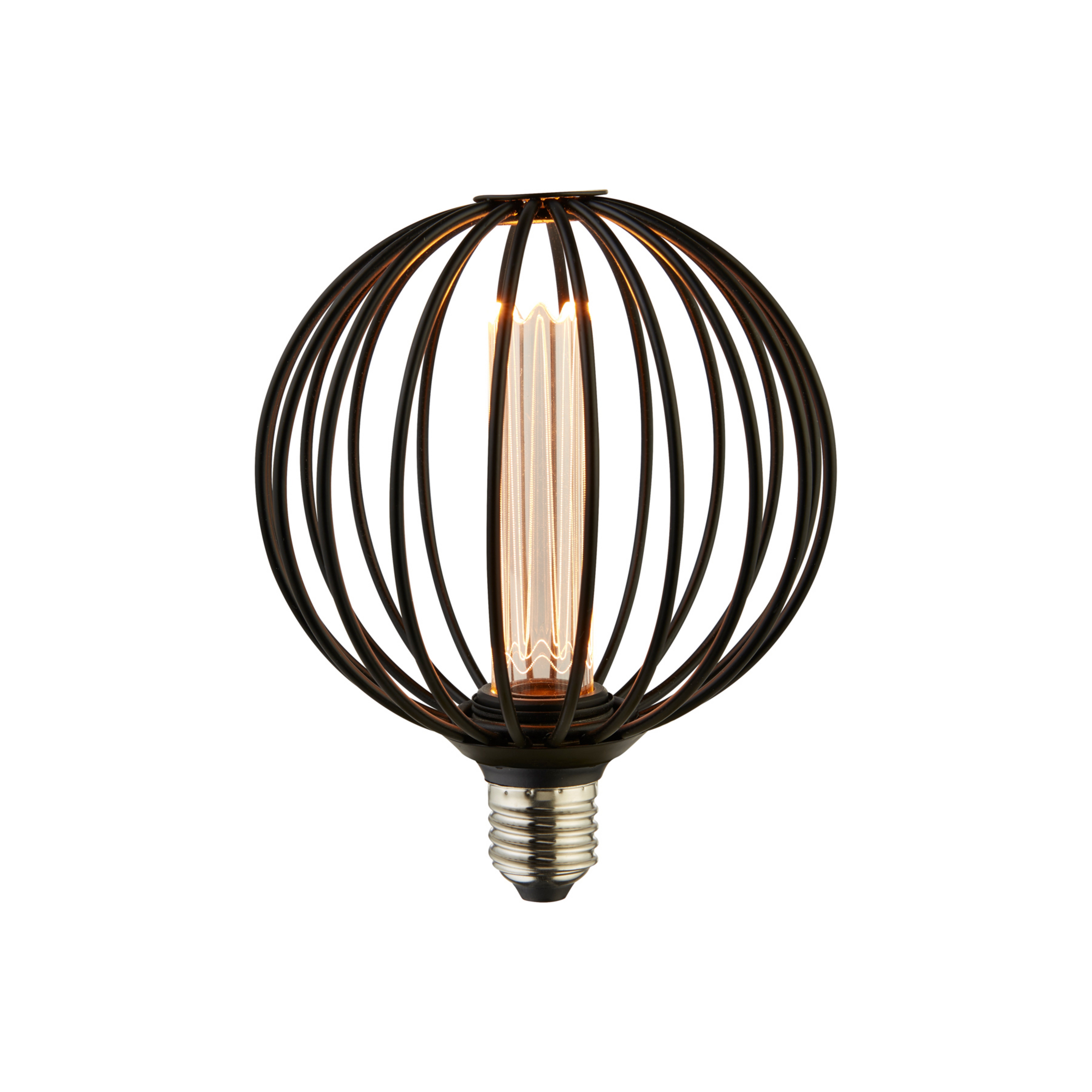 LED bulb Globe, black, E27, 3.5 W, 1,800K, dimmable