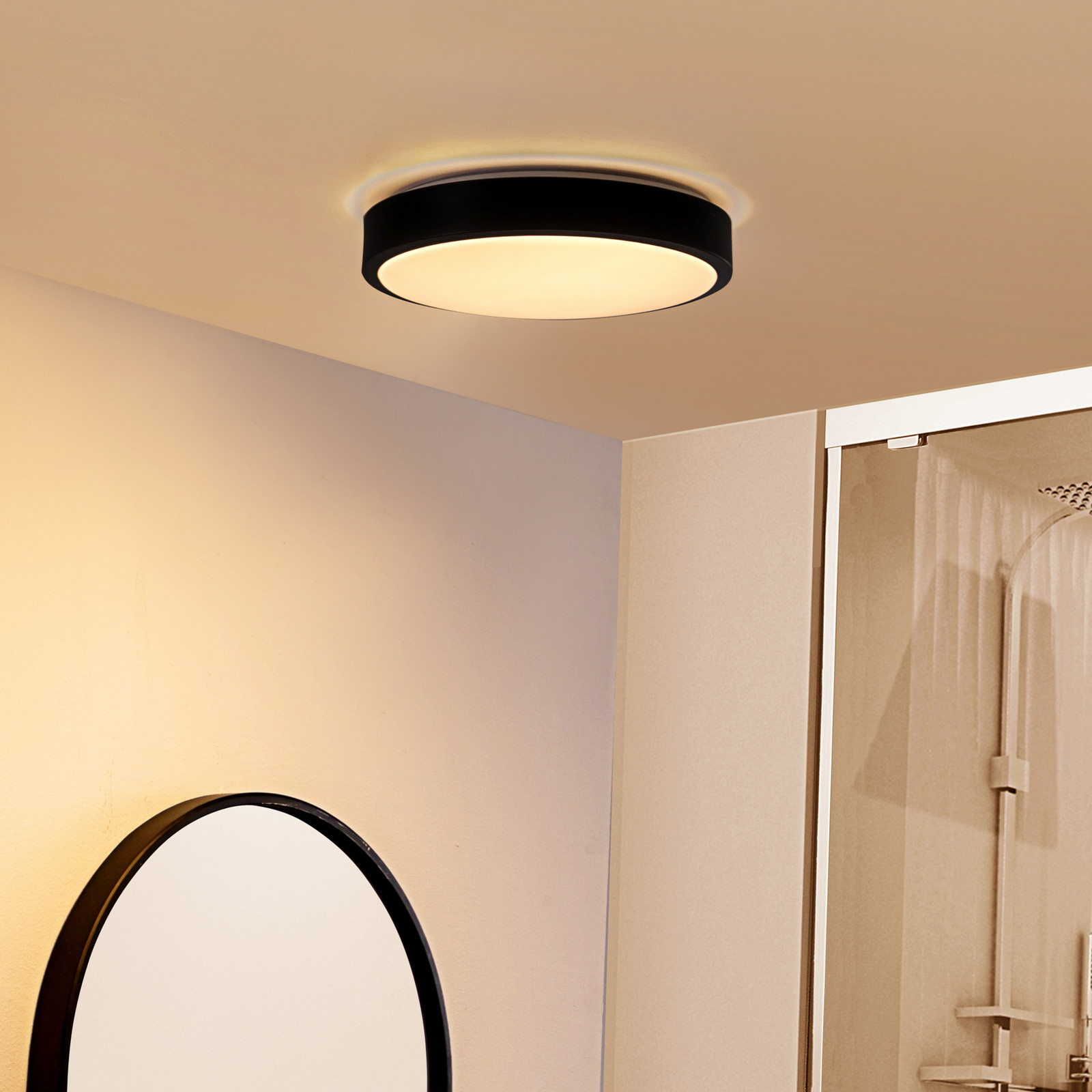 Plafonieră cu LED Lindby Ashen 3.000 K. alb plastic - Camera de zi / sufragerie - modern - alb negru