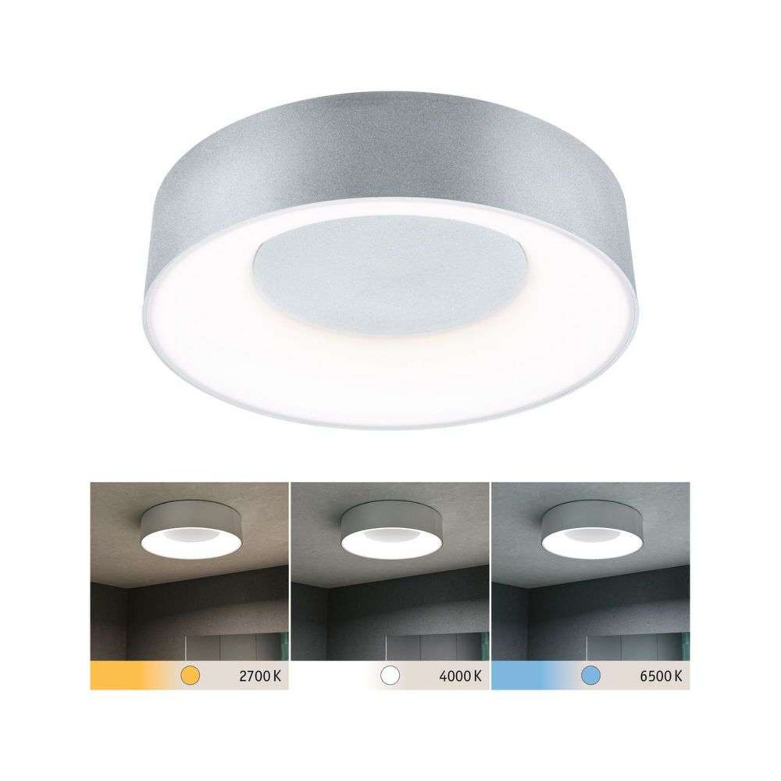 Casca LED Plafonieră IP44 1500lm Alb/Matt Aluminiu - Paulmann