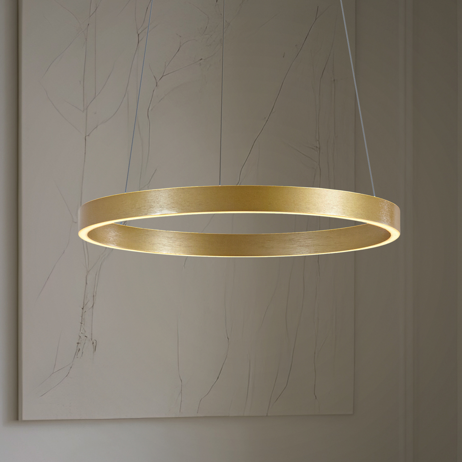 Lucande LED Pendant lamp Yonam, gold, Ø 60 cm
