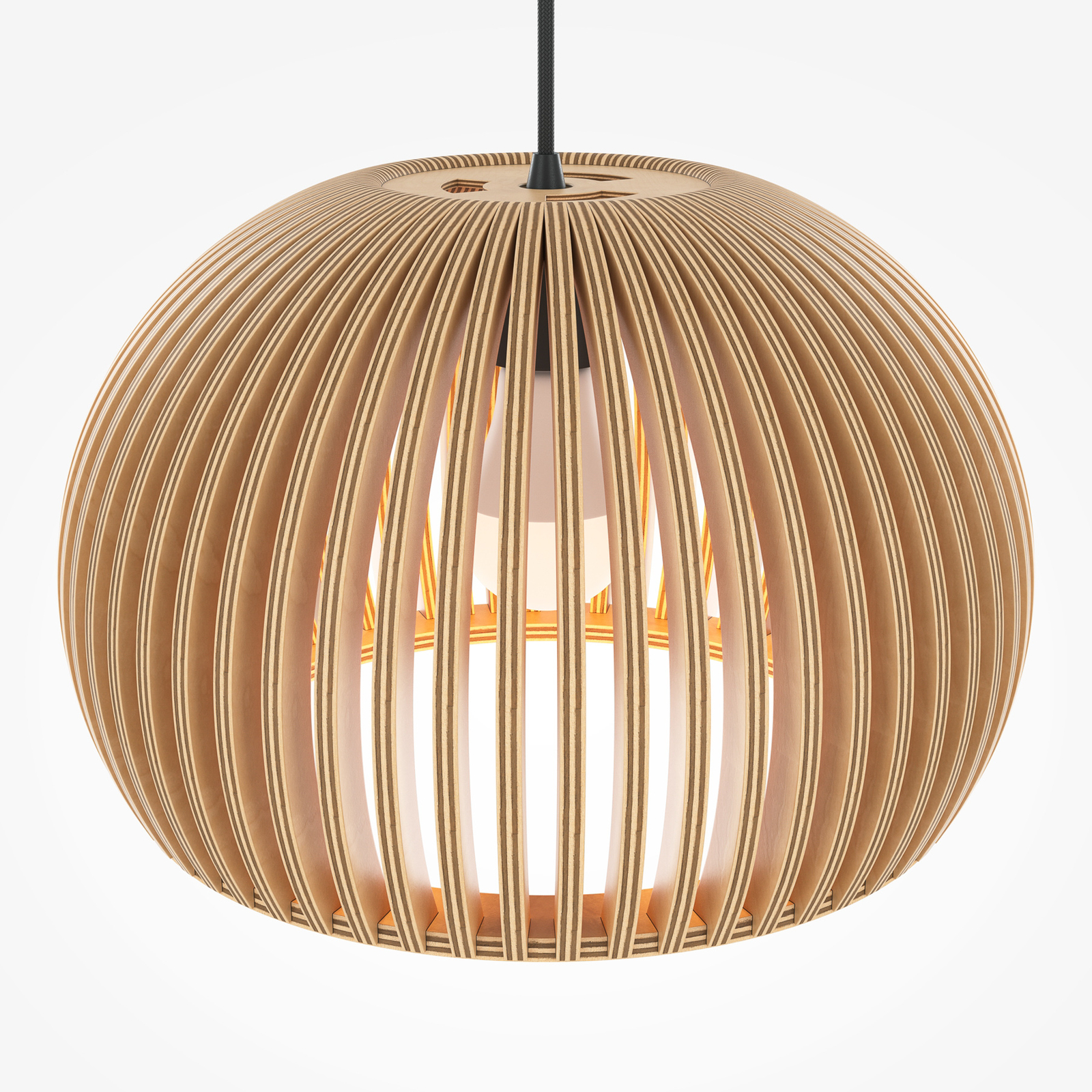 Maytoni Roots pendant light, Ø 33 cm, height 21 cm, beige, wood