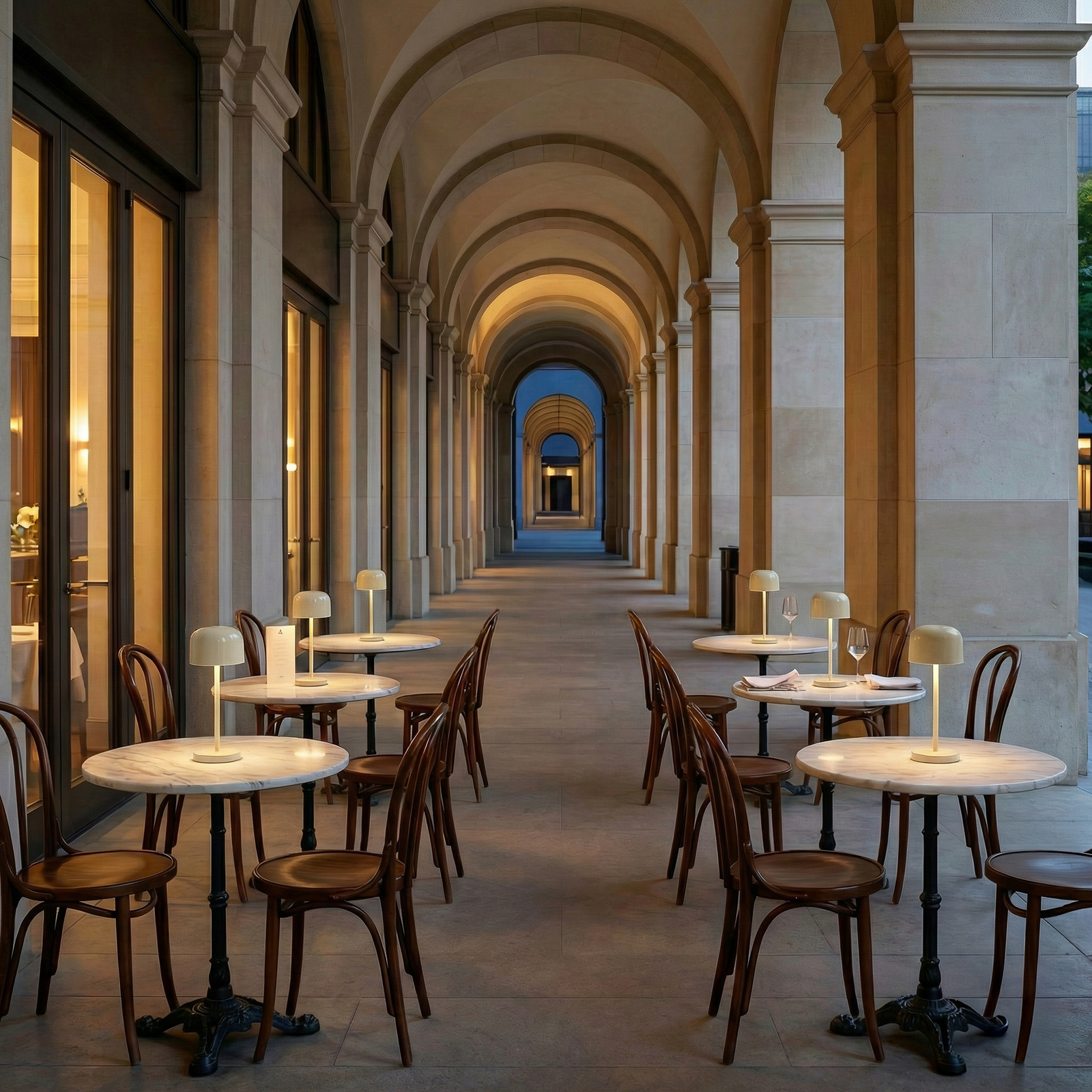 Lampa de masă cu LED-uri Quill, bej, 6 bucăți, stație de încărcare