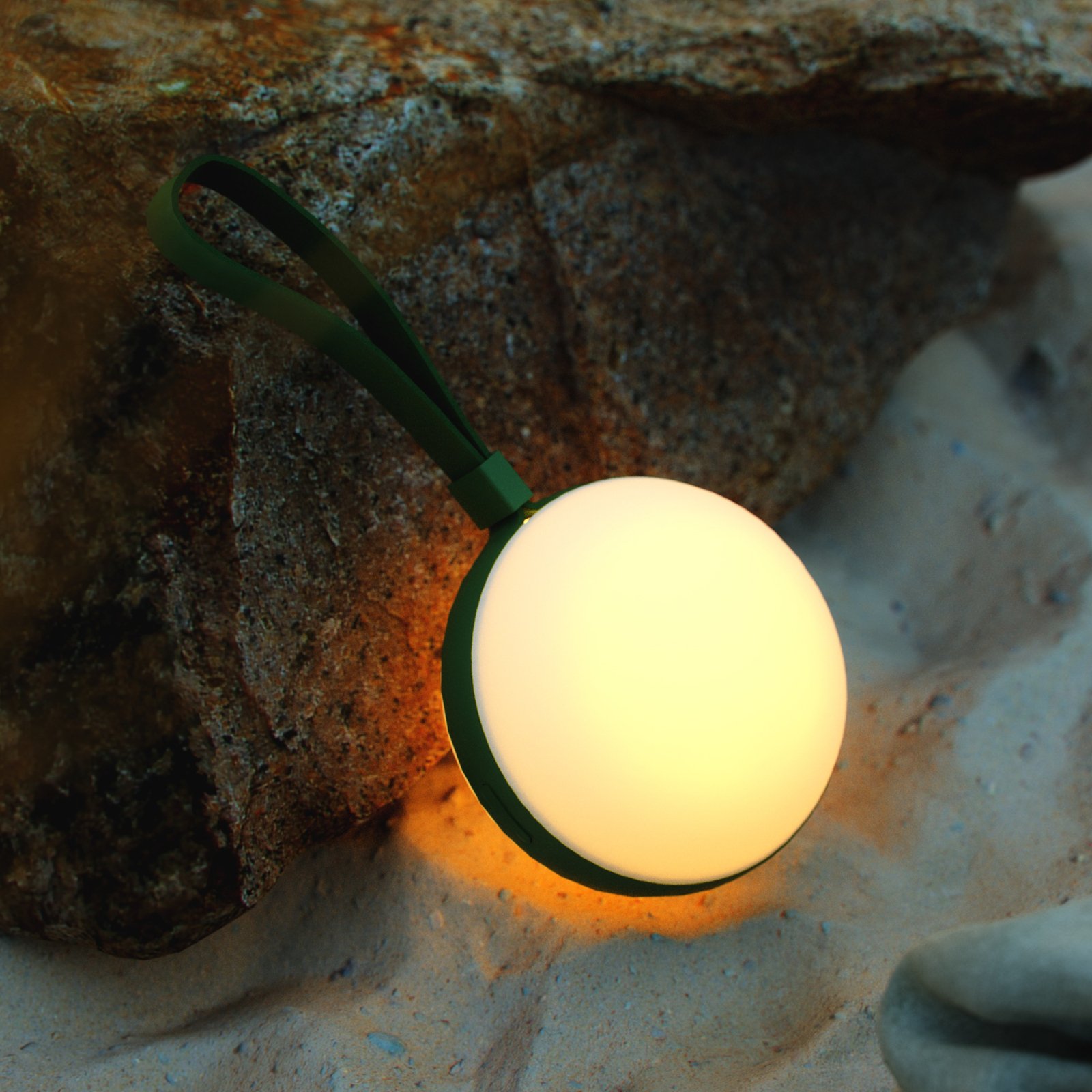 Utendørs LED-lampe Bring to go Ø 12 cm hvit/grønn