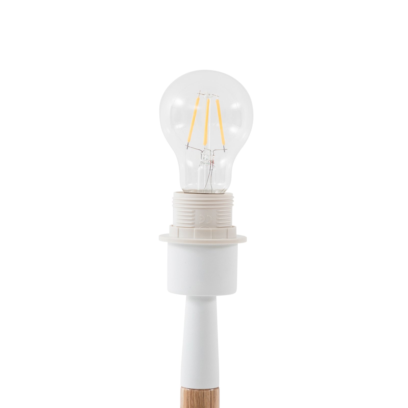 Lucande Ellorin gulvlampe, hvit, tre, Ø 47,5 cm, E27