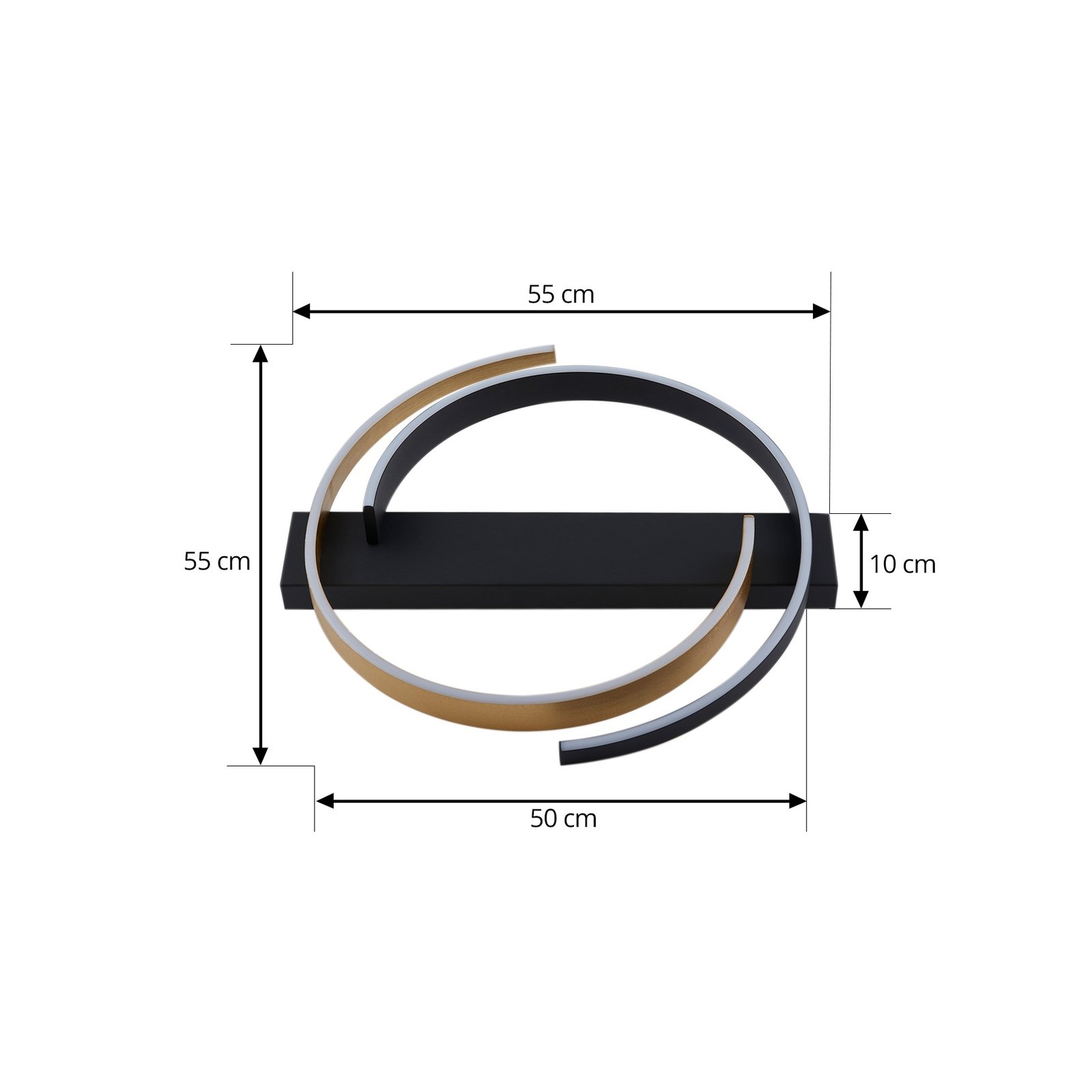 Lucande LED ceiling light Natsuma, black/gold, metal, Ø 50 cm