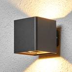 Lucande LED outdoor wall light Aaron, graphite grey, aluminium, up/down