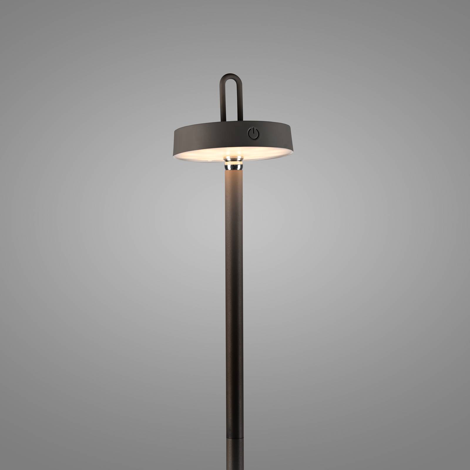 JUST LIGHT. Akumulatorowa lampa stojąca LED Amag, czarna, żelazo, IP44