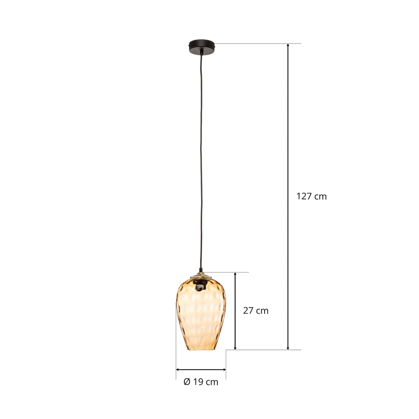 Závěsná lampa Linkeus II skleněné stínidlo světle hnědé Ø 19cm