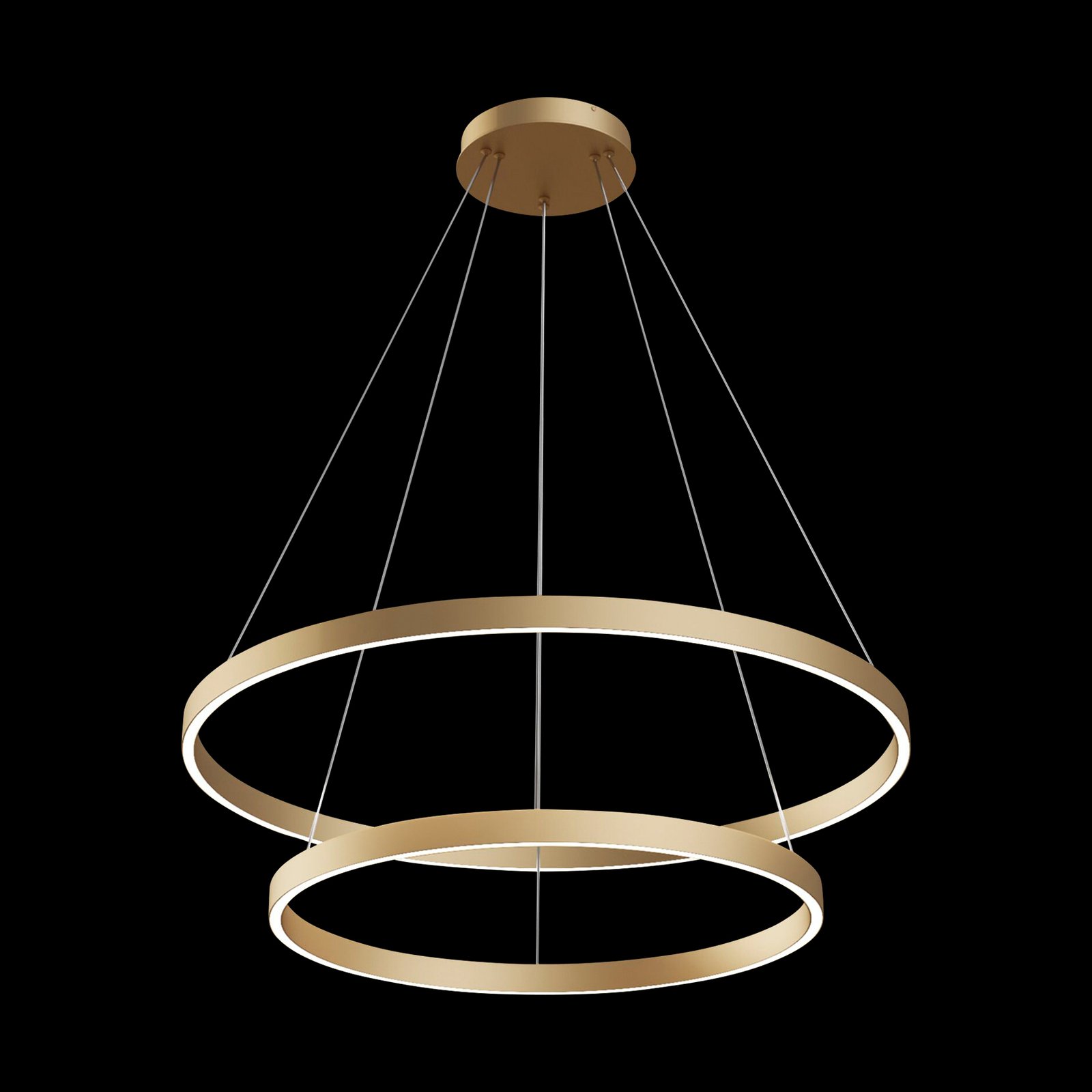 Maytoni Rim LED hanging light, 840, 2 rings, brass
