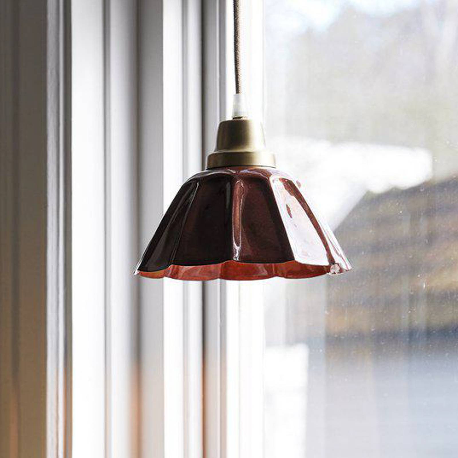 Lampa wisząca PR Home Ester terakota Ø 17 cm żelazna wtyczka