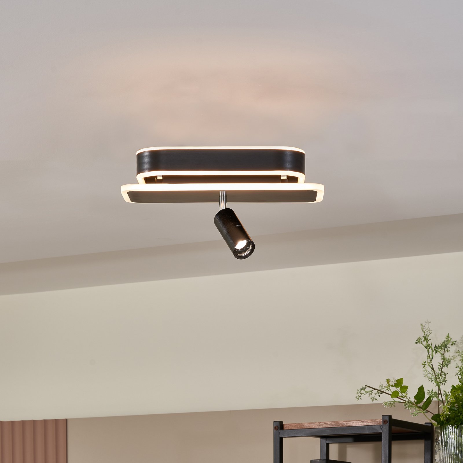 Lucande Damivan LED ceiling lamp, angular black
