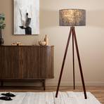 Stojací lampa 2072528, třínožka ze dřeva, textil