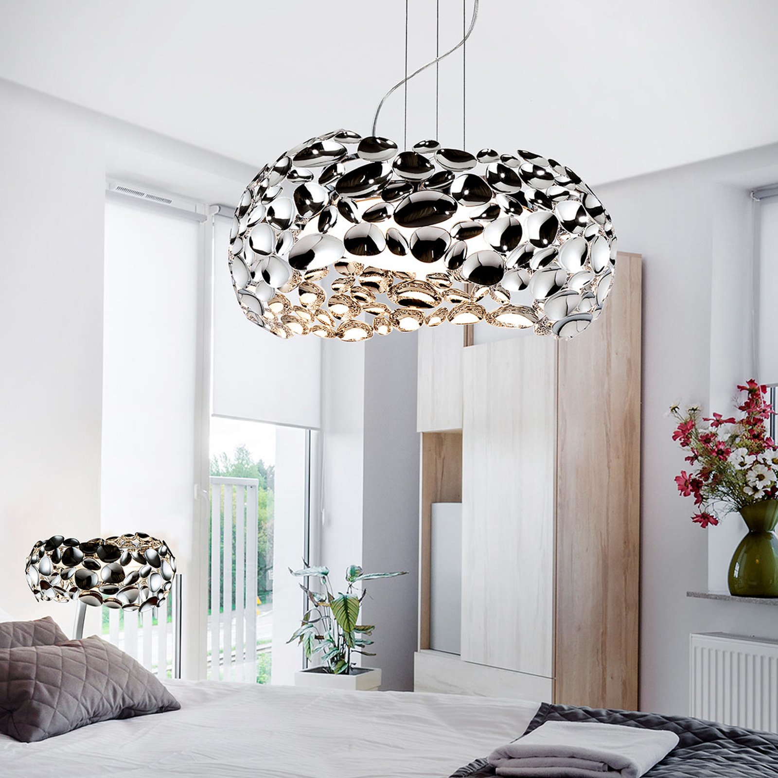 Narisa LED hanging light 47 cm glossy chrome