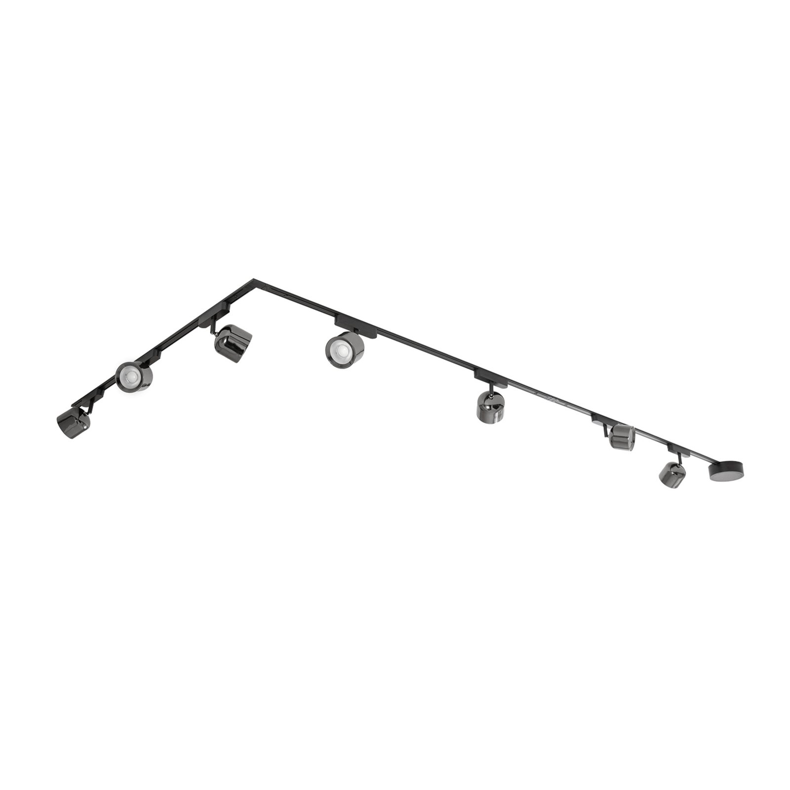 Lumaro railsystem, spots, 7-lamps, zwart, Ø 8,2 cm, 48V