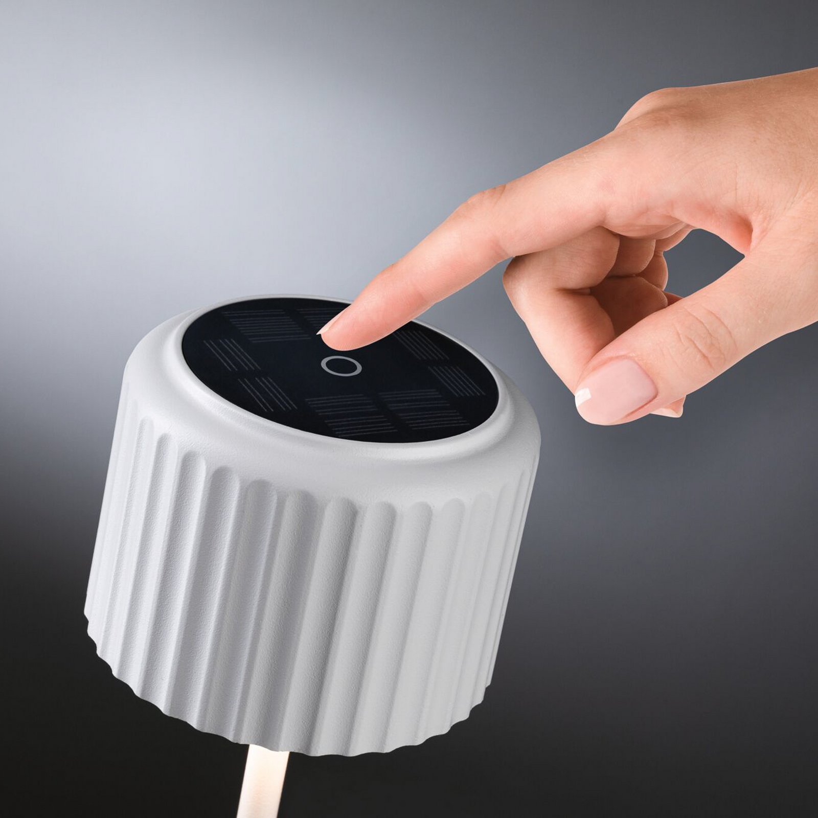 Lampa de masă solară cu LED Paulmann Else, albă, IP44, dimabil