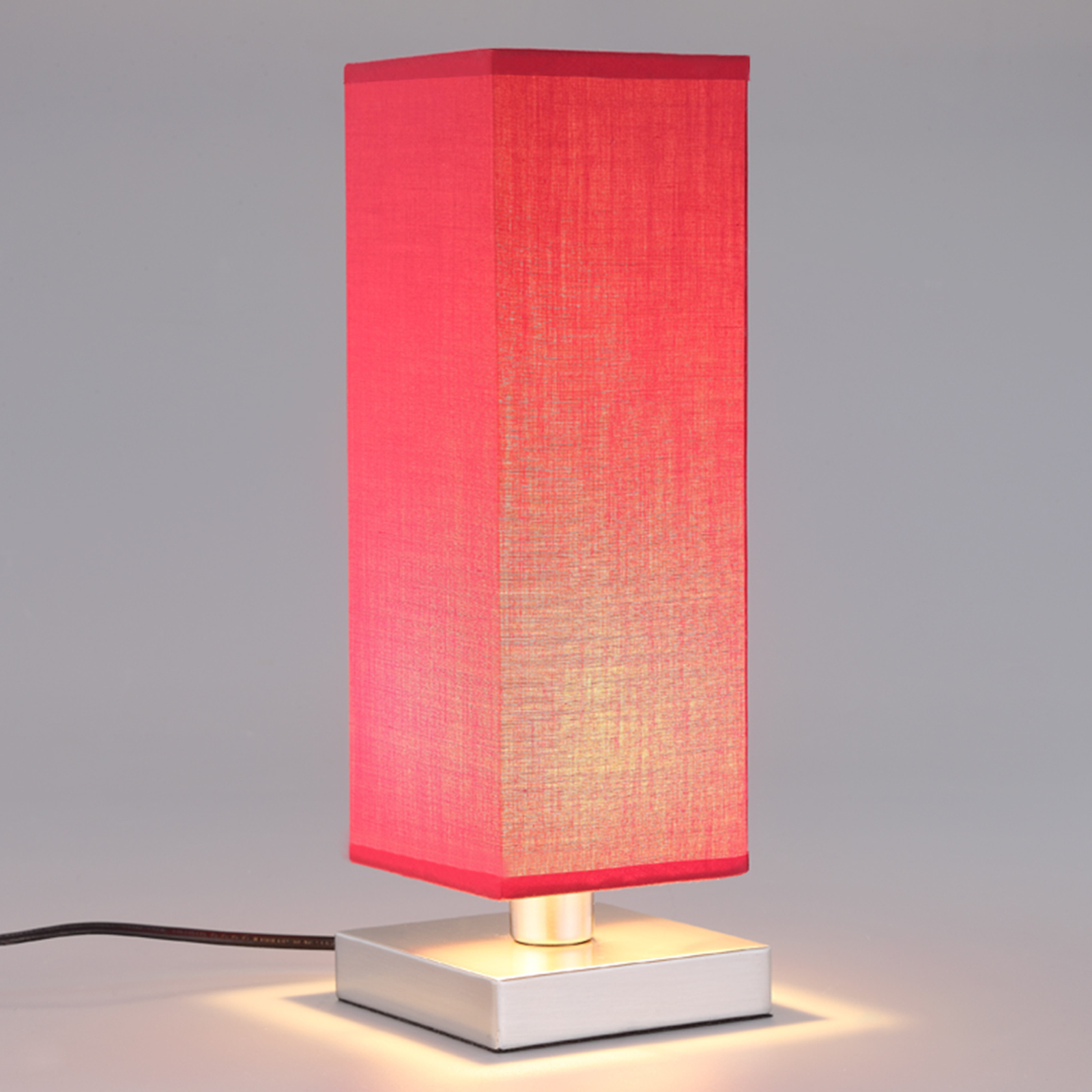 Lámpara de noche Julina con pantalla de tela roja