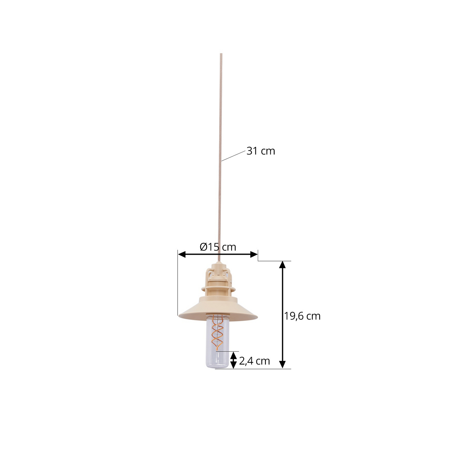 Raul LED-Akku-Hängeleuchte, Ø 15 cm, beige, Alu - Lindby