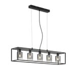 Hanglamp Iska met glazen kappen, 5-lamps