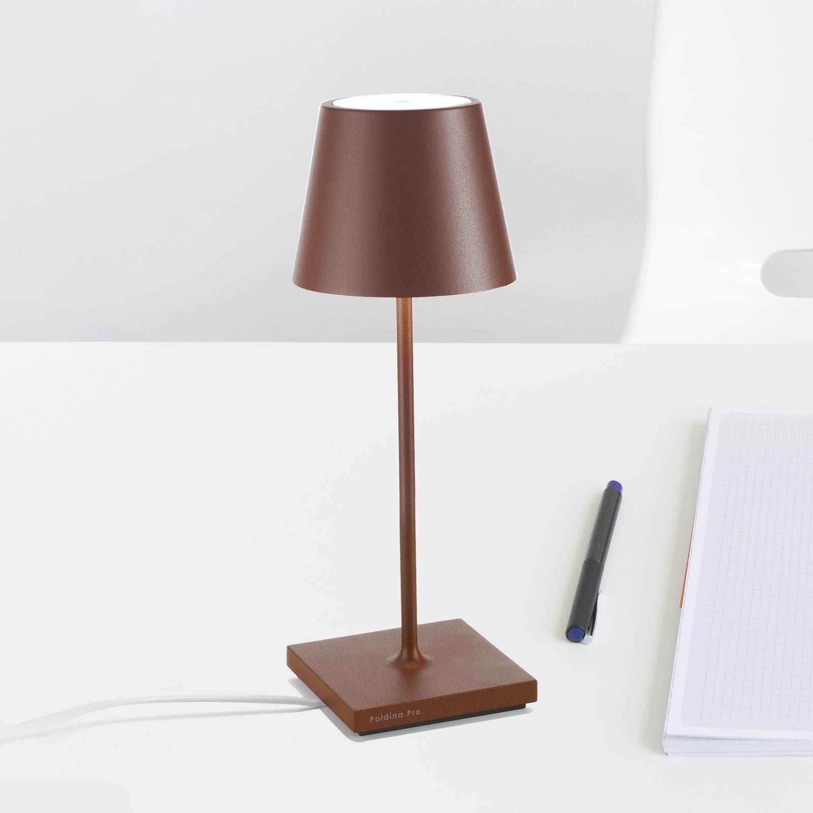 Zafferano Poldina mini lampa stołowa IP65 corten